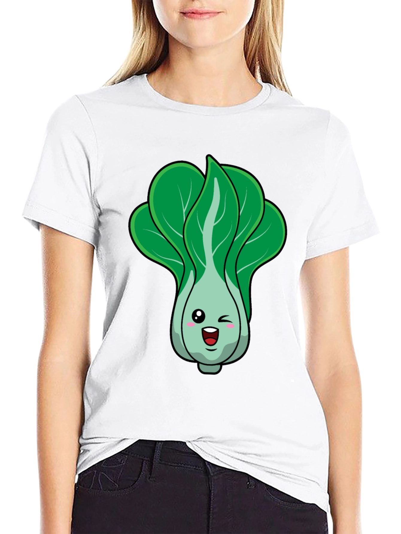Kawaii Bok Choy Graphic Tee - Cute Vegan T-Shirt