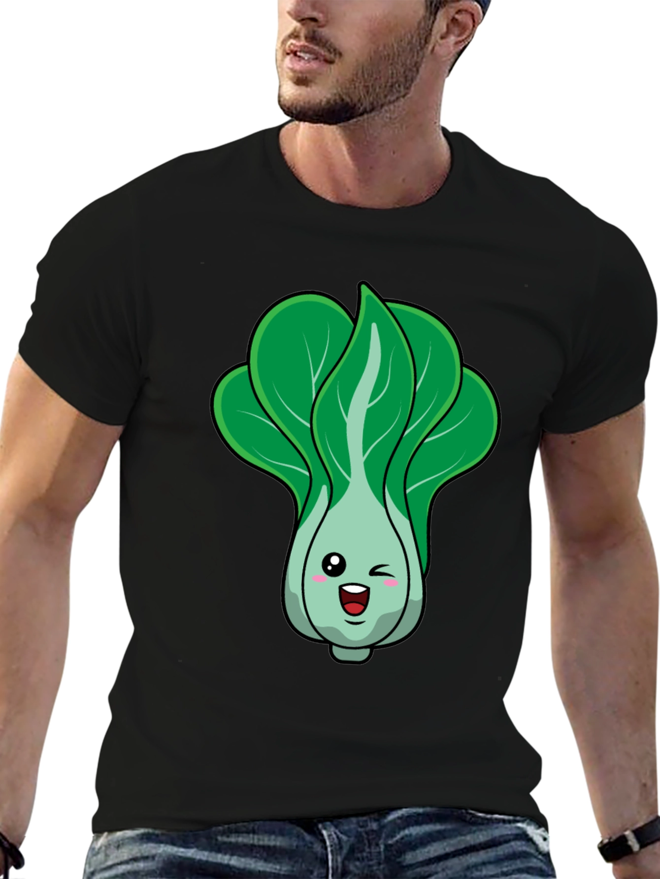 Kawaii Bok Choy Graphic Tee - Cute Vegan T-Shirt