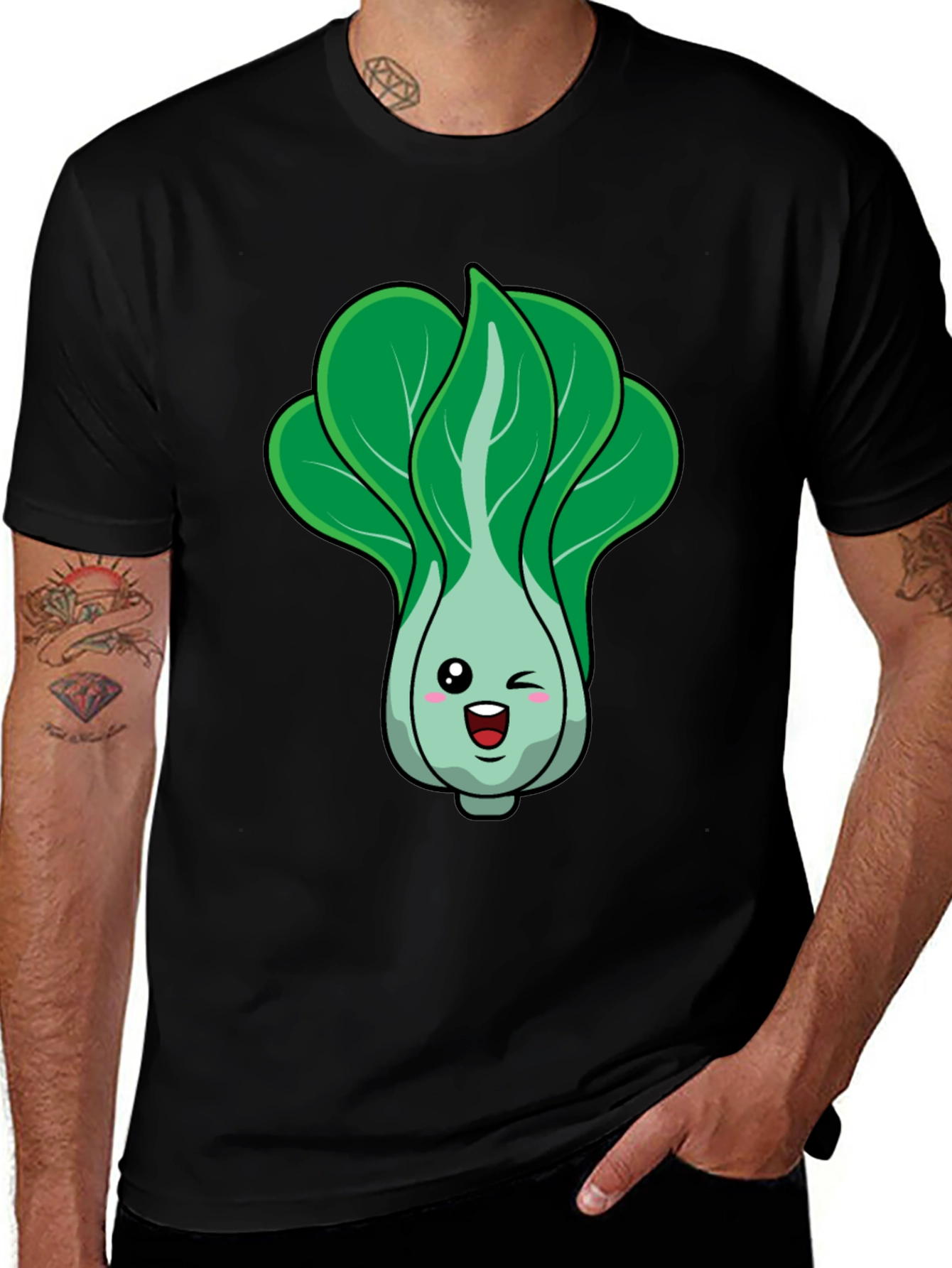 Kawaii Bok Choy Graphic Tee - Cute Vegan T-Shirt