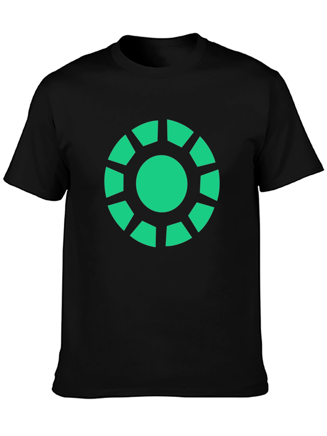Geometric Green Graphic Print Black T-Shirt