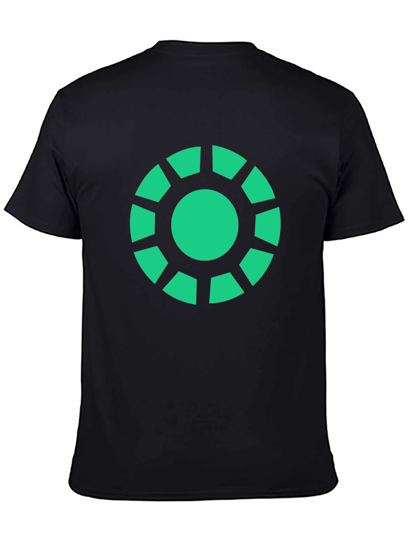 Geometric Green Graphic Print Black T-Shirt