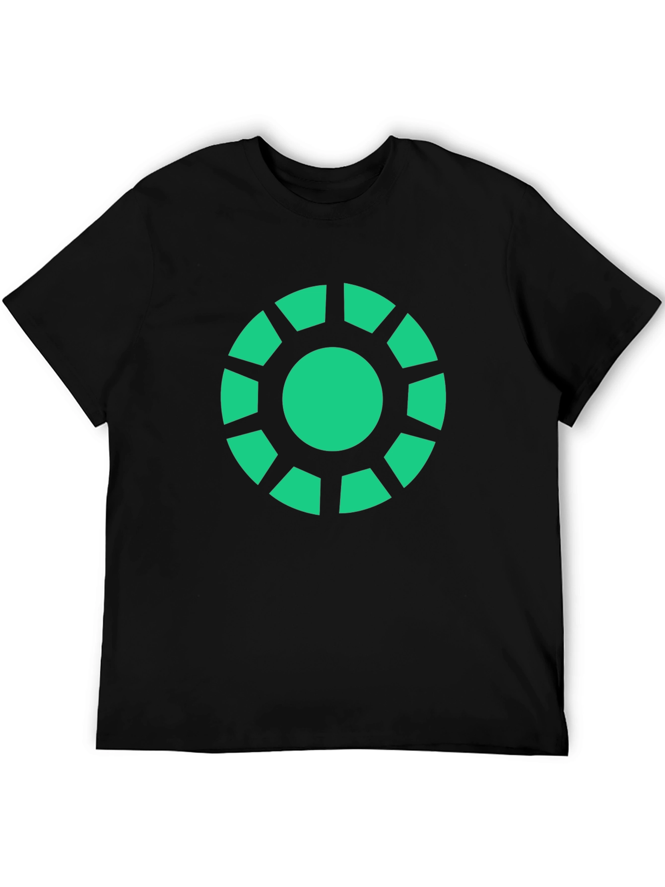 Geometric Green Graphic Print Black T-Shirt