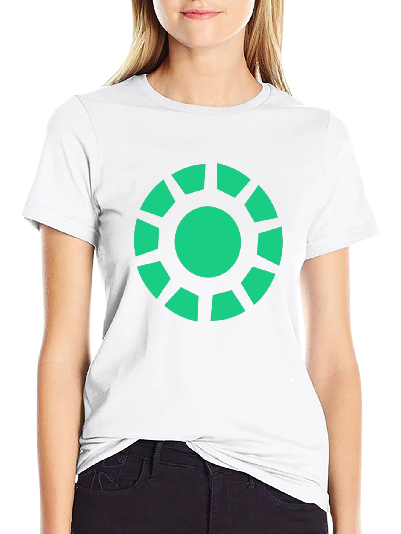 Geometric Green Graphic Print Black T-Shirt