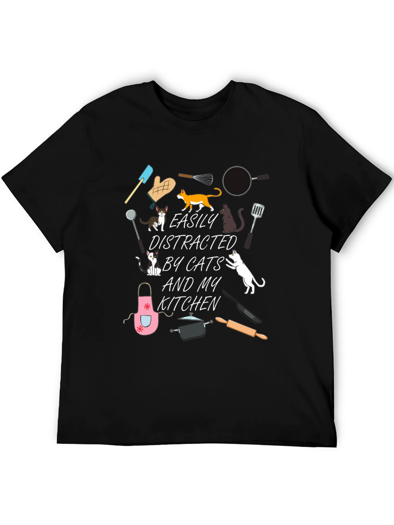 Cats & Kitchen Black T-Shirt