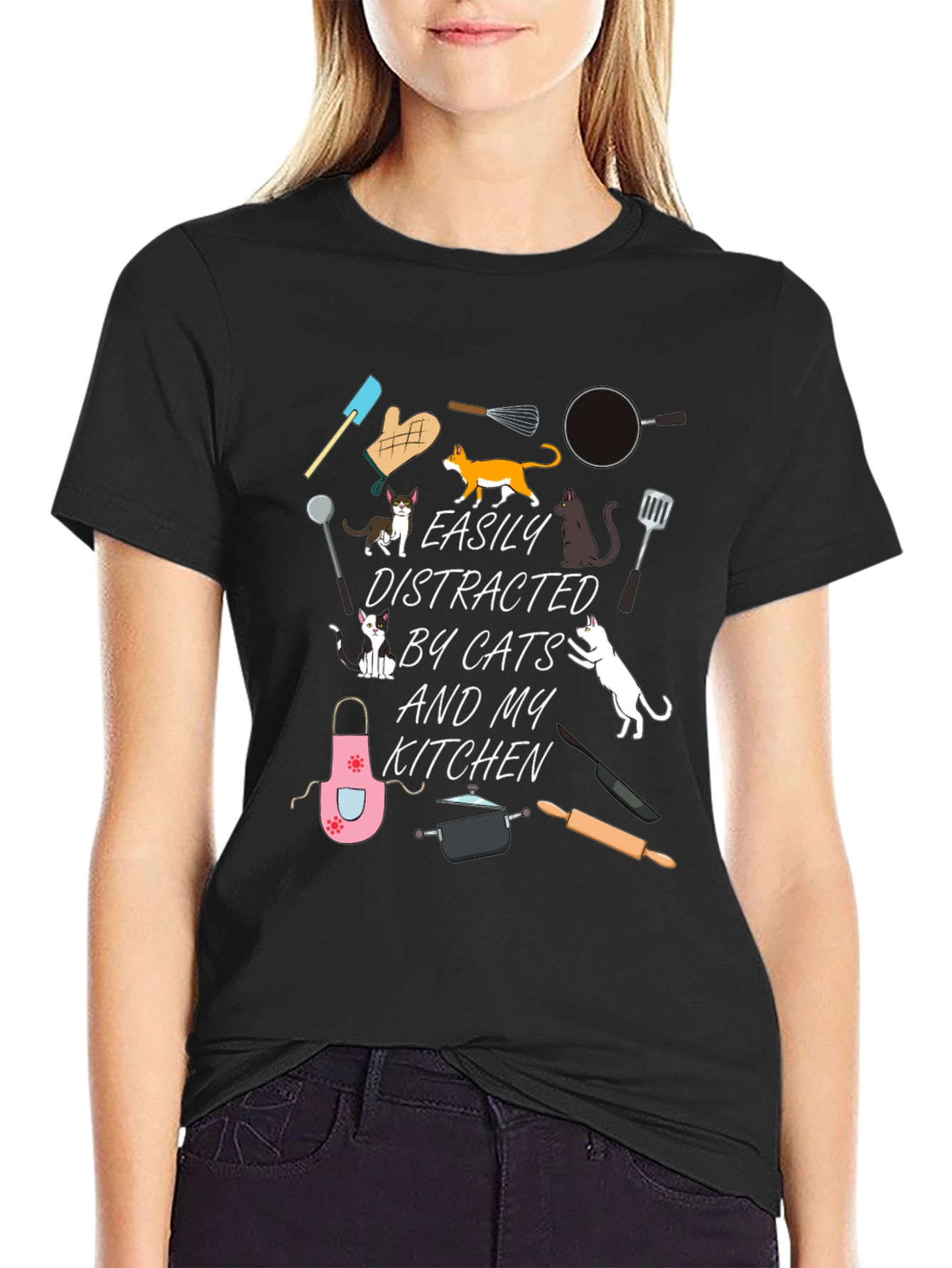 Cats & Kitchen Black T-Shirt