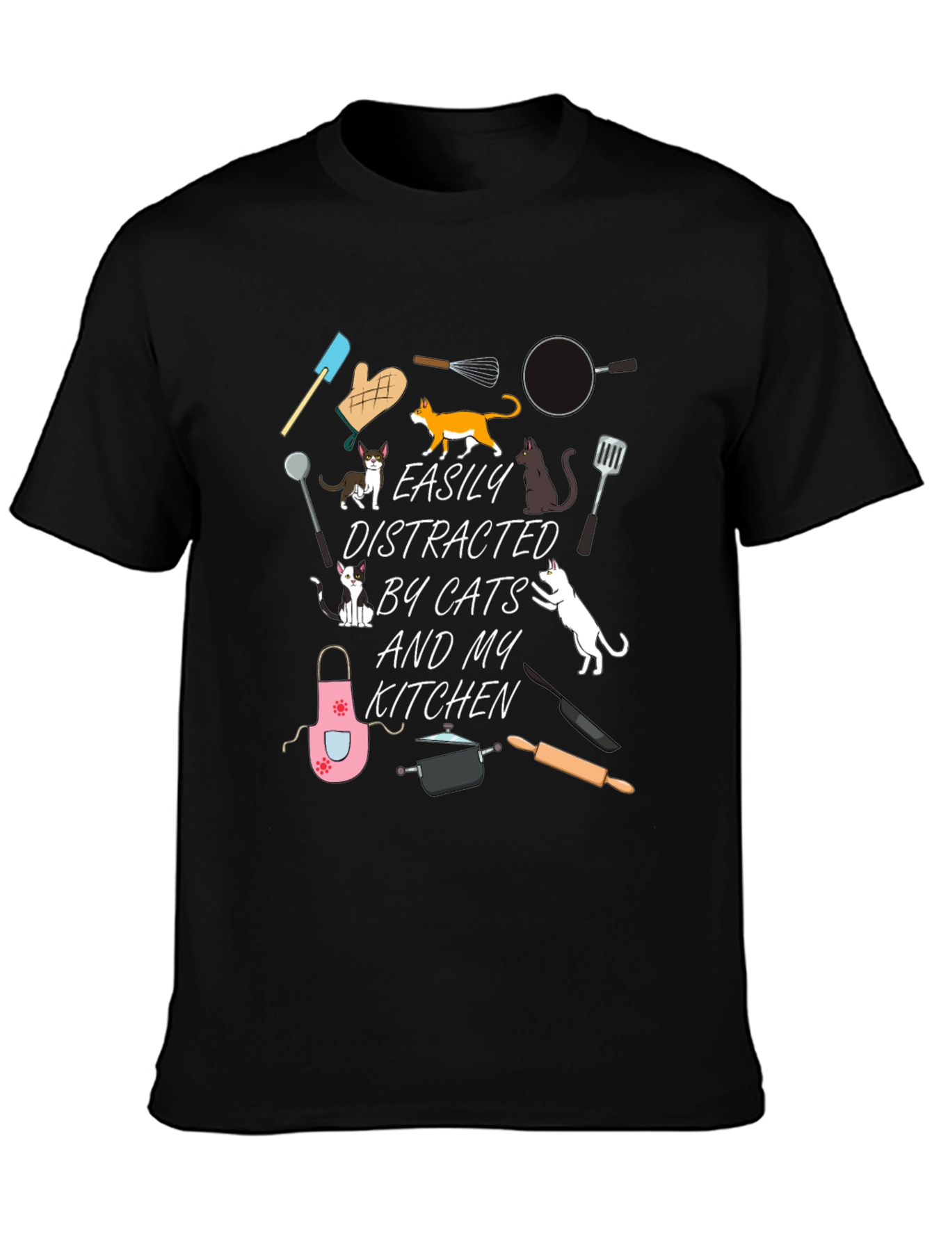 Cats & Kitchen Black T-Shirt