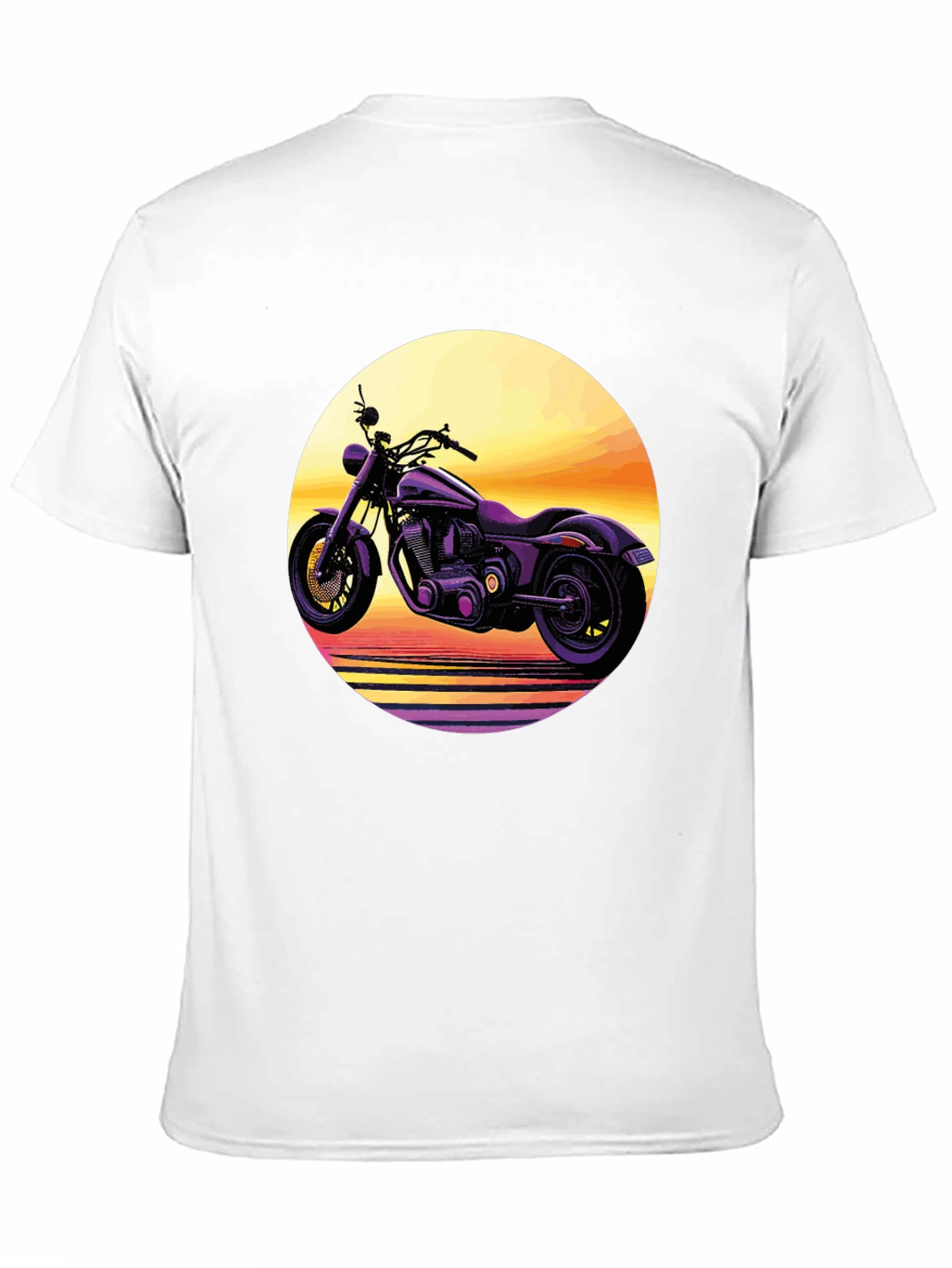 Retro Motorcycle Sunset Graphic Tee - Black