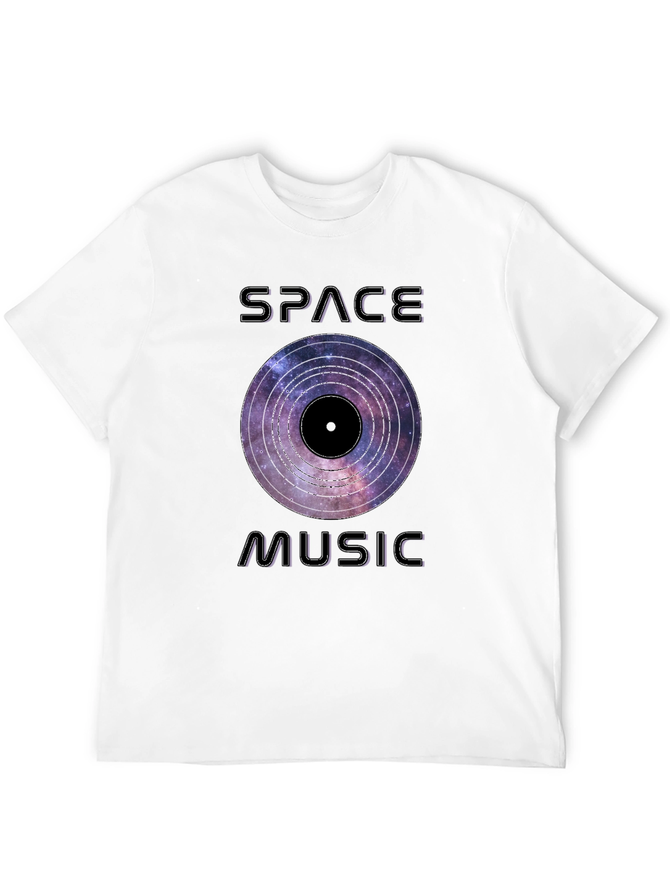 Space Music Graphic Tee - Galaxy Vinyl Design