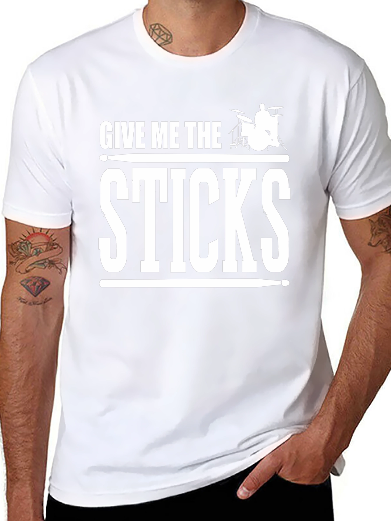 Give Me The Sticks Graphic T-Shirt - Drummer Tee