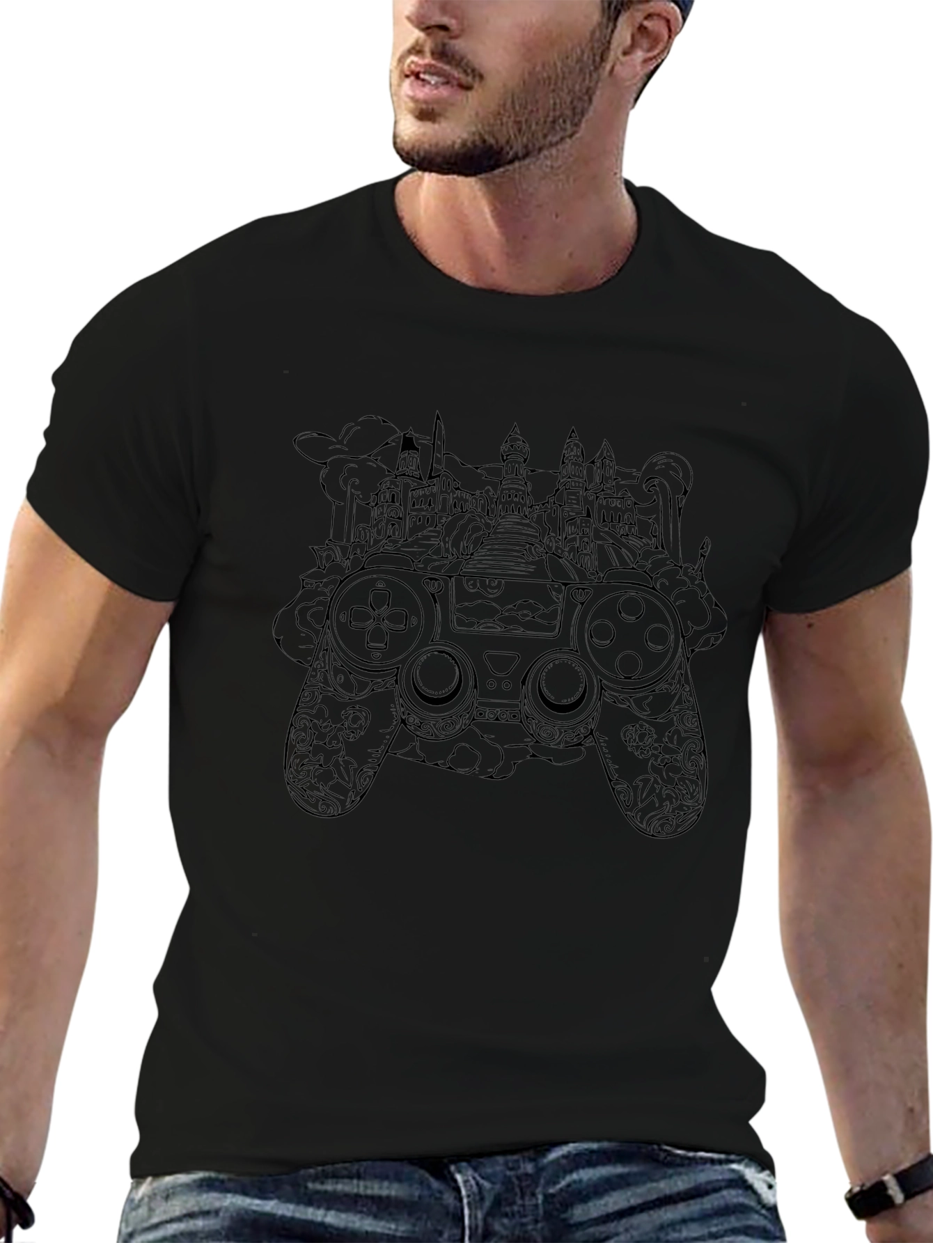 Controller & Castle Graphic Black T-Shirt