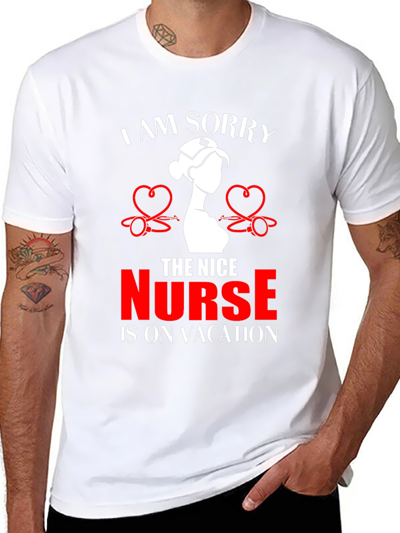 Funny Nurse Vacation T-Shirt - Black