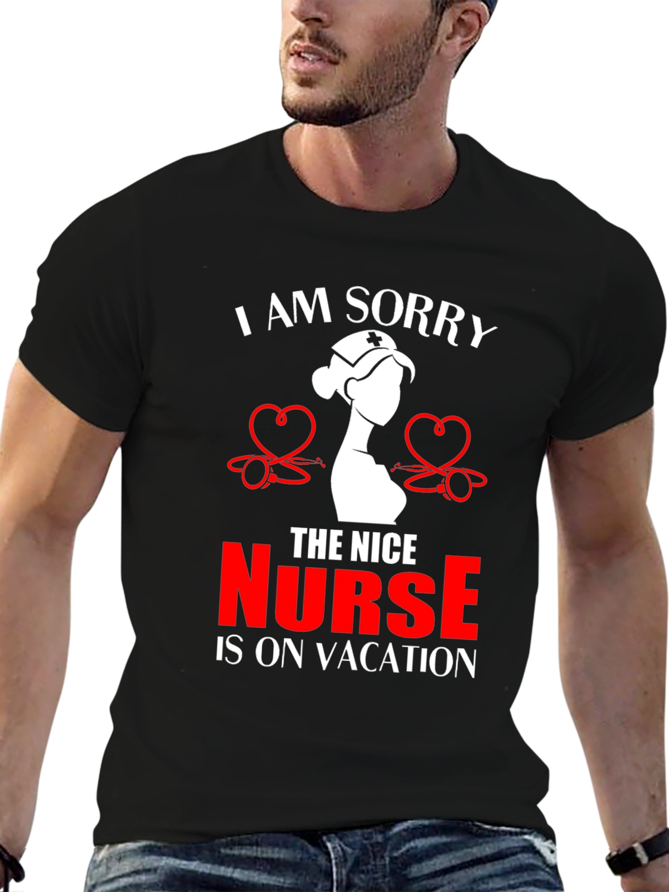 Funny Nurse Vacation T-Shirt - Black