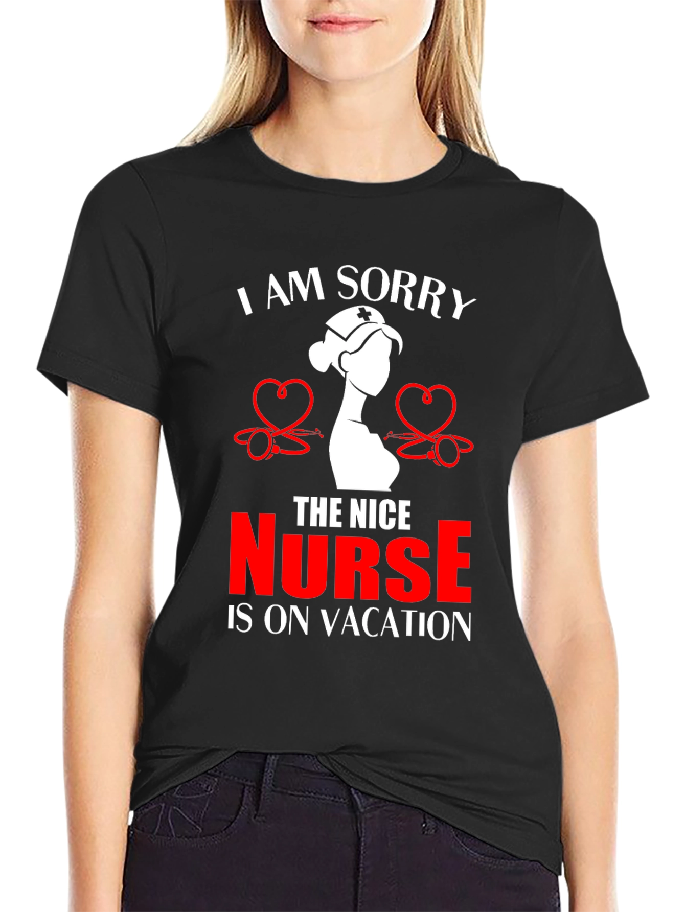 Funny Nurse Vacation T-Shirt - Black