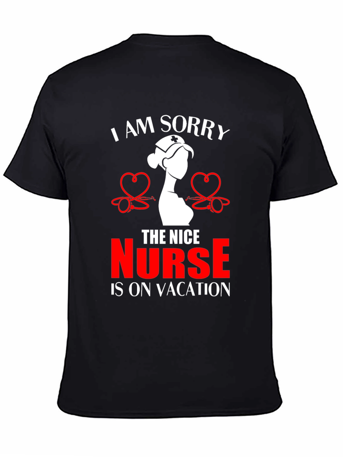Funny Nurse Vacation T-Shirt - Black