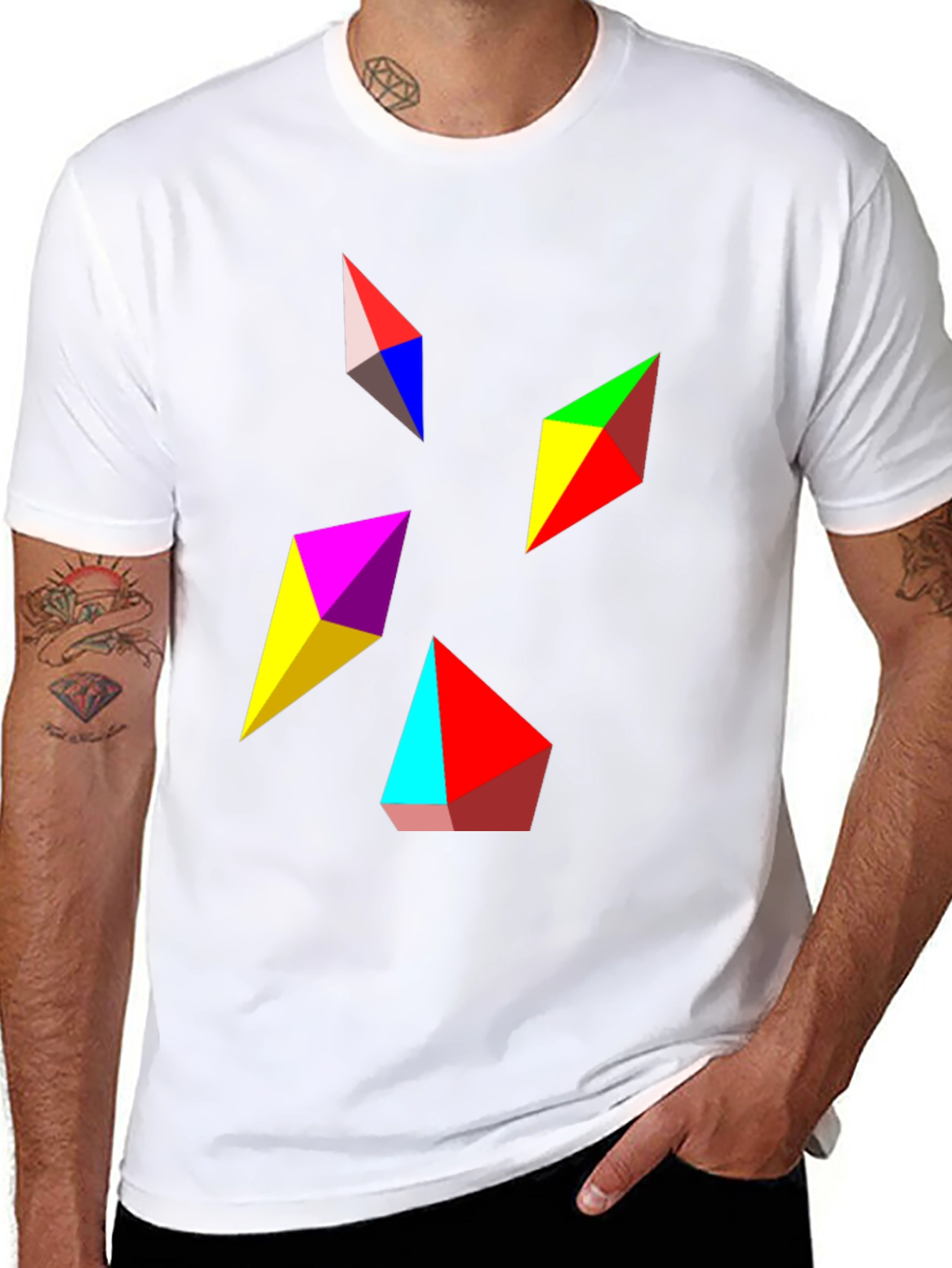 Geometric Prism Graphic Black T-Shirt