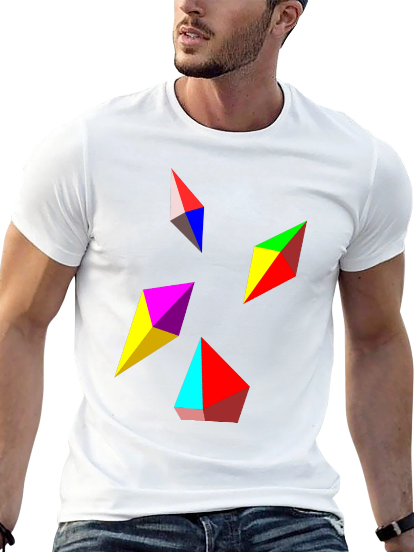 Geometric Prism Graphic Black T-Shirt