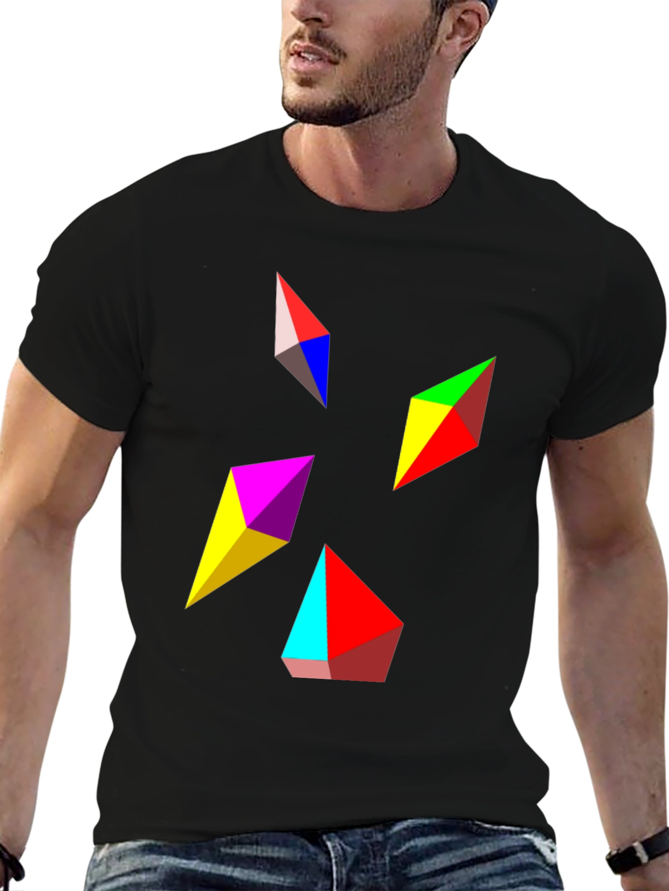 Geometric Prism Graphic Black T-Shirt