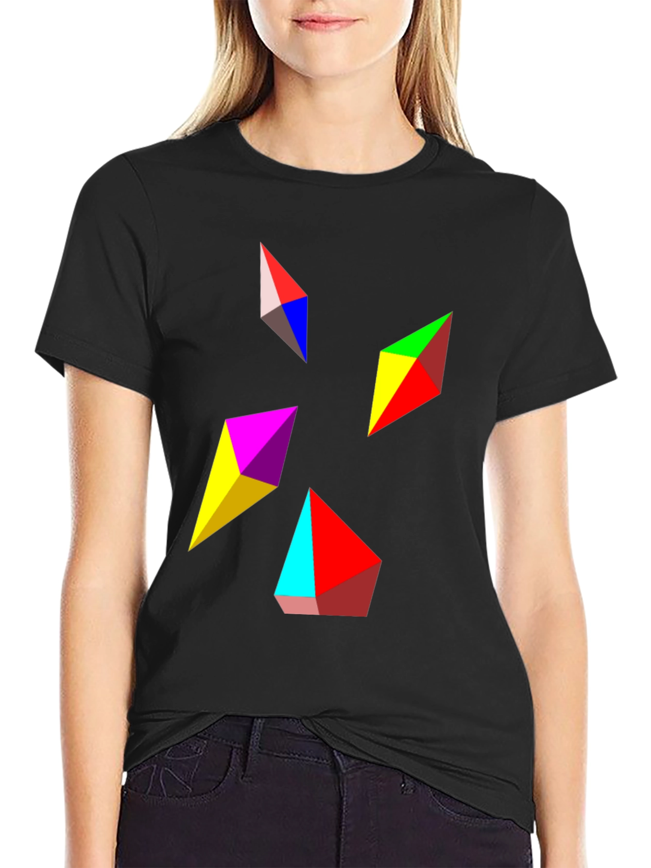 Geometric Prism Graphic Black T-Shirt