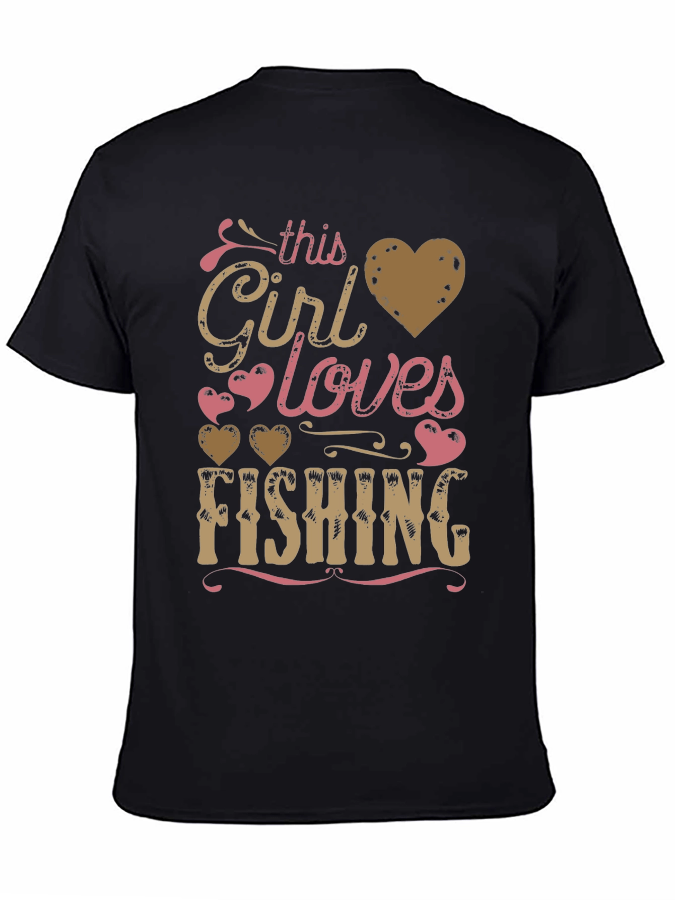 Fishing Girl Tee: Loves Fishing Heart Design