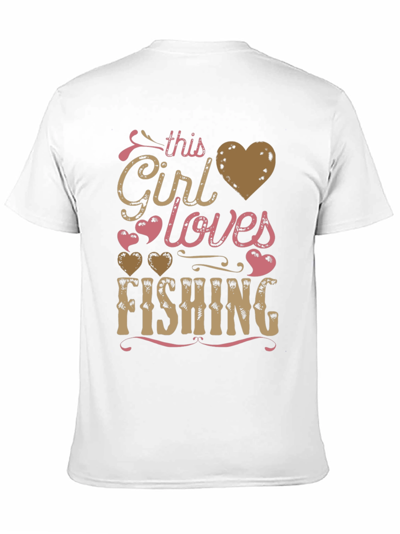 Fishing Girl Tee: Loves Fishing Heart Design