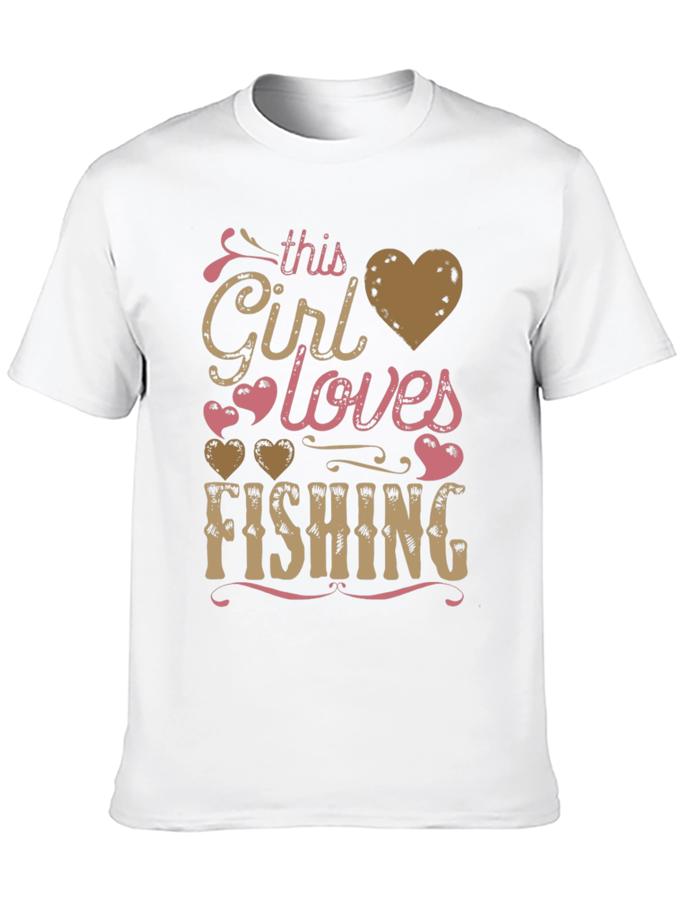 Fishing Girl Tee: Loves Fishing Heart Design