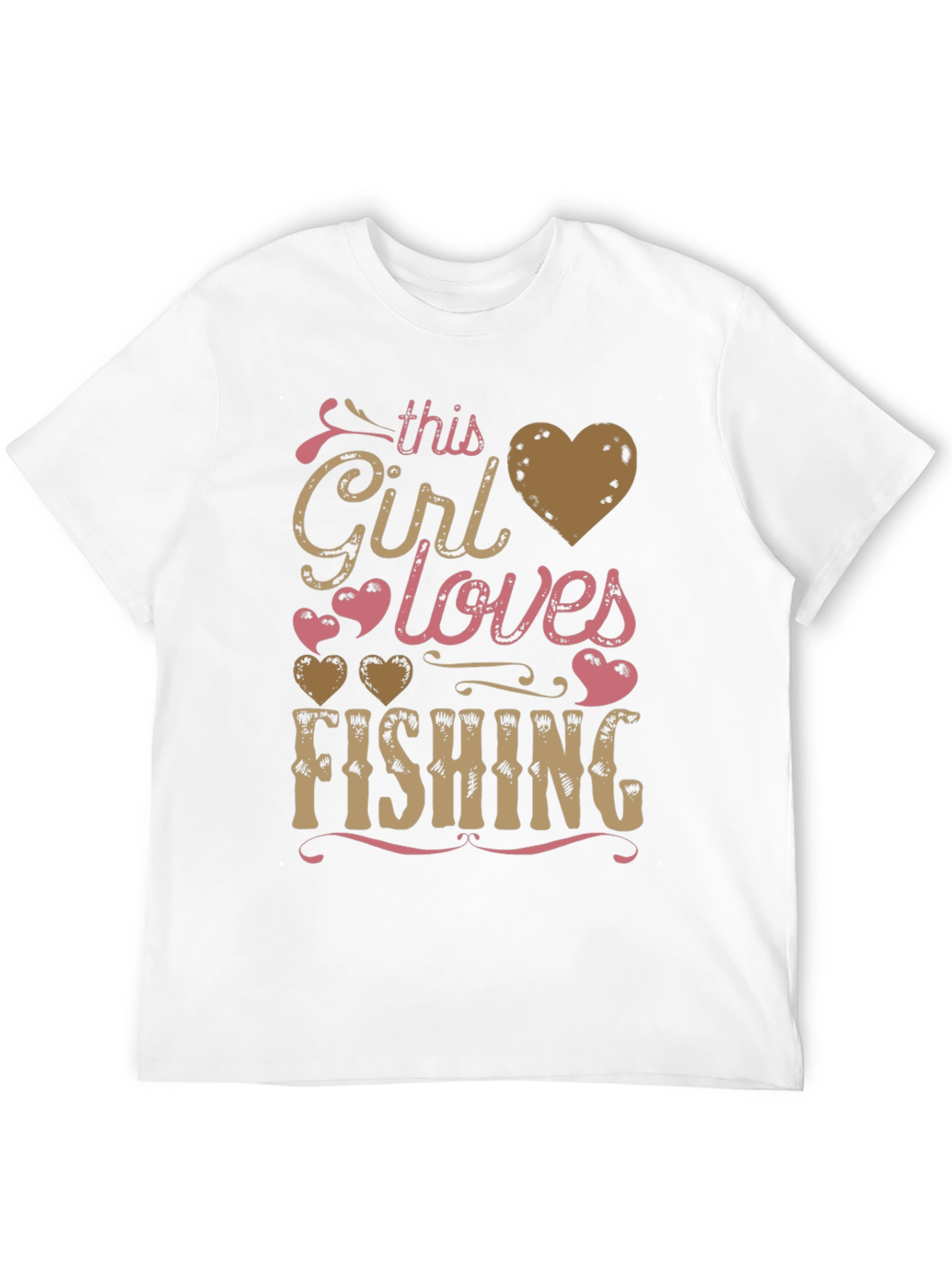 Fishing Girl Tee: Loves Fishing Heart Design