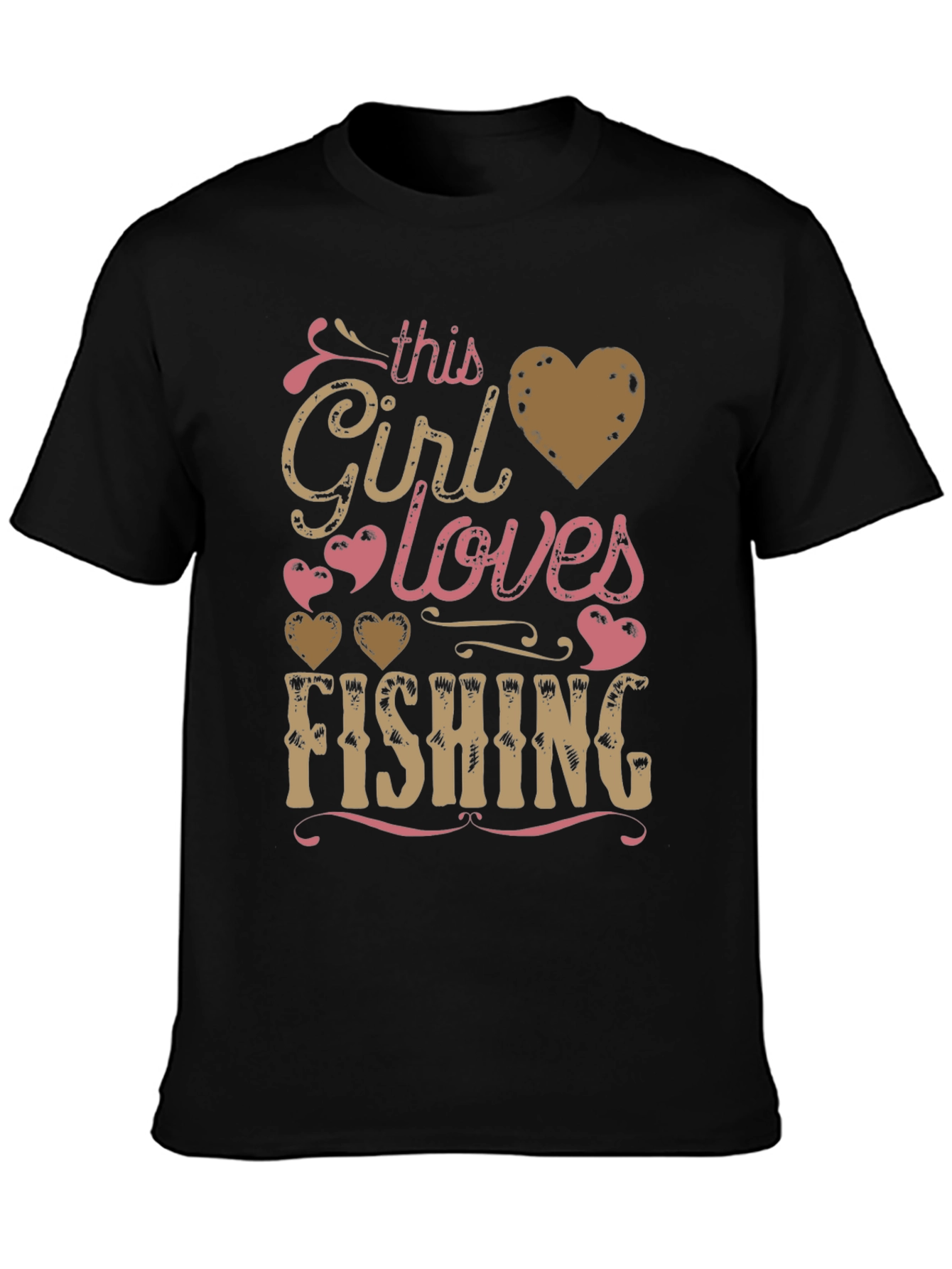 Fishing Girl Tee: Loves Fishing Heart Design