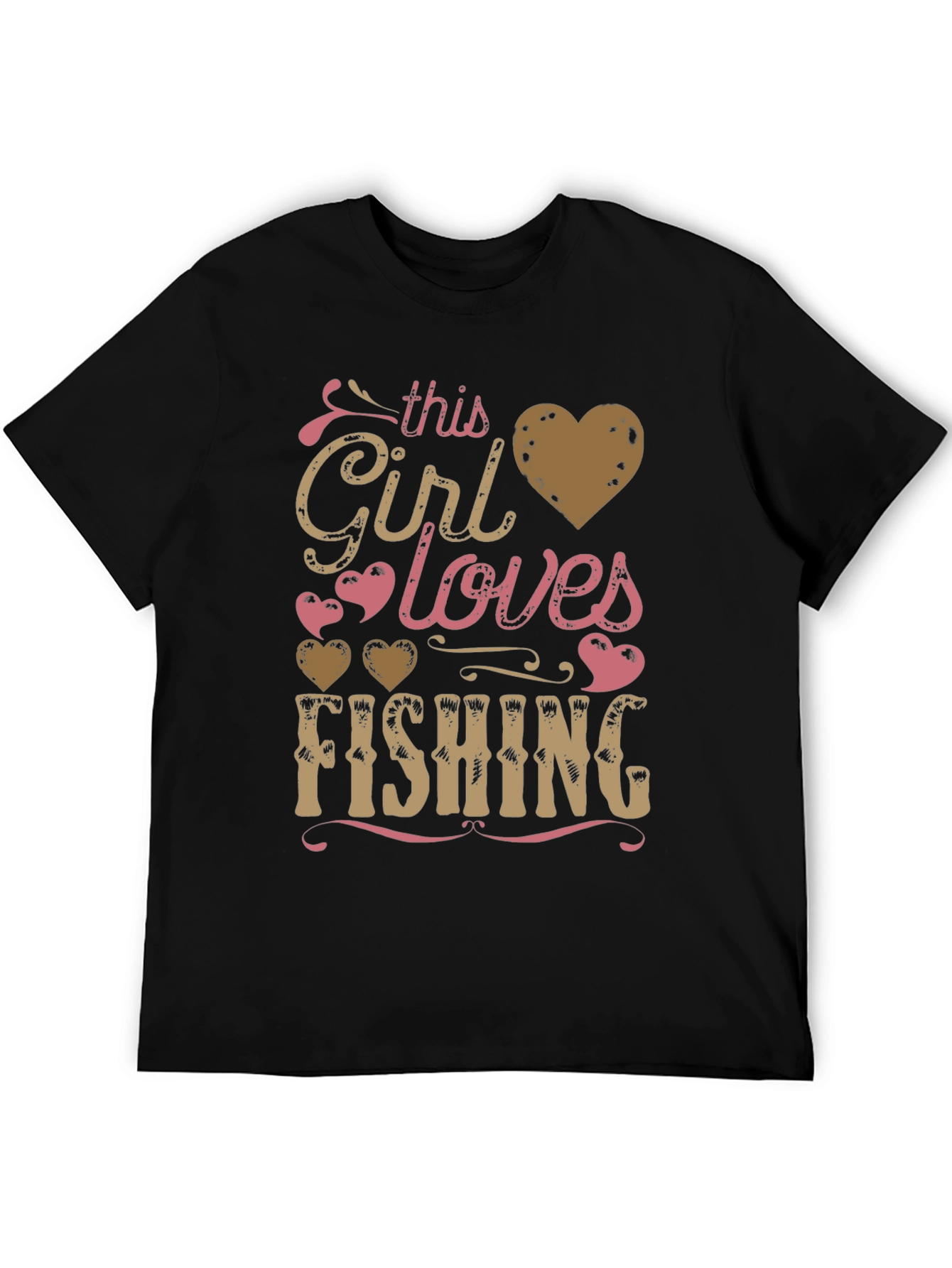 Fishing Girl Tee: Loves Fishing Heart Design
