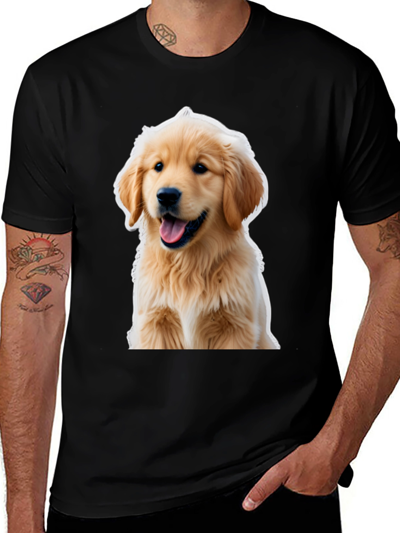 Golden Retriever Puppy T-Shirt - Unisex Black Tee