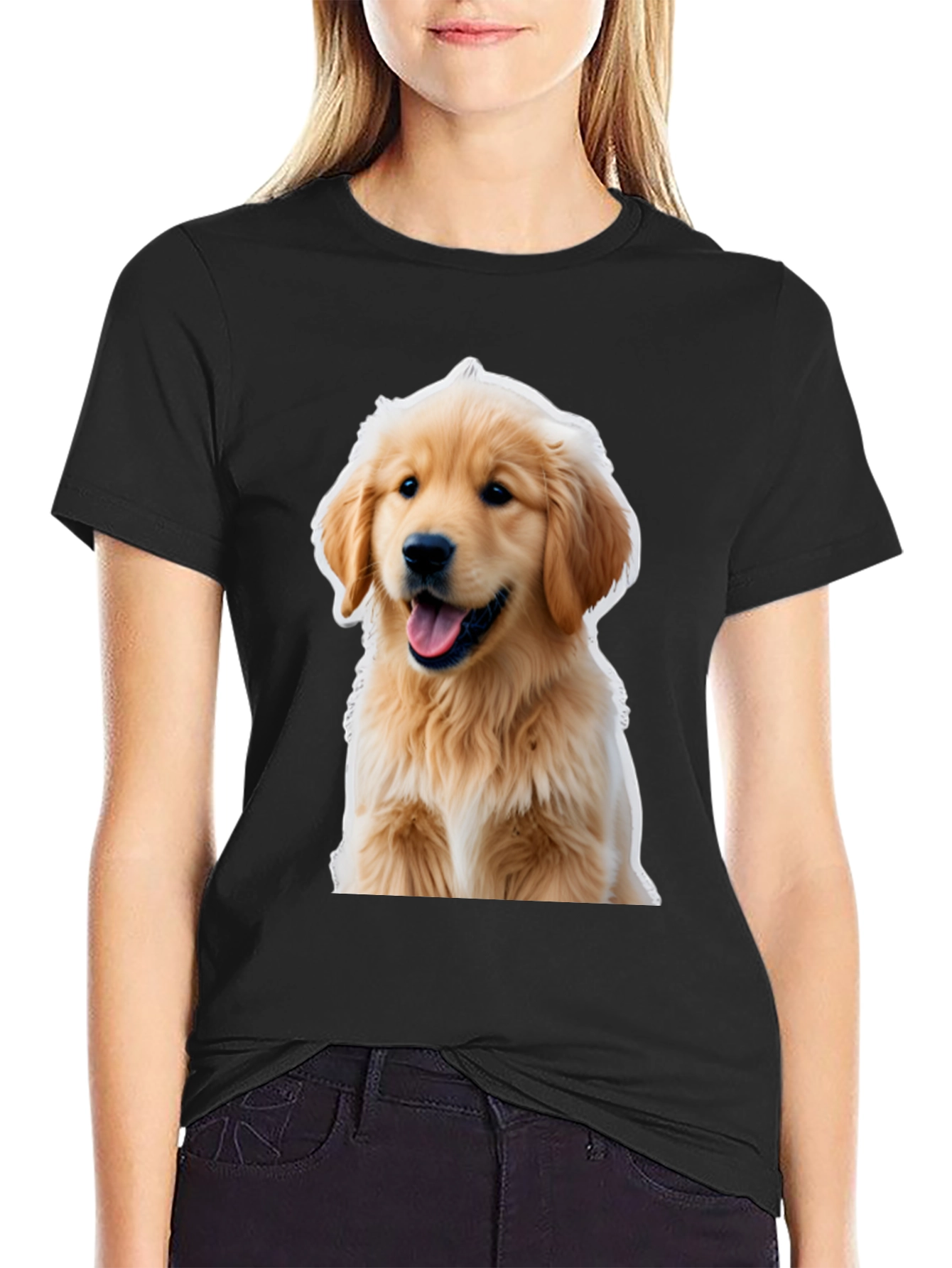 Golden Retriever Puppy T-Shirt - Unisex Black Tee