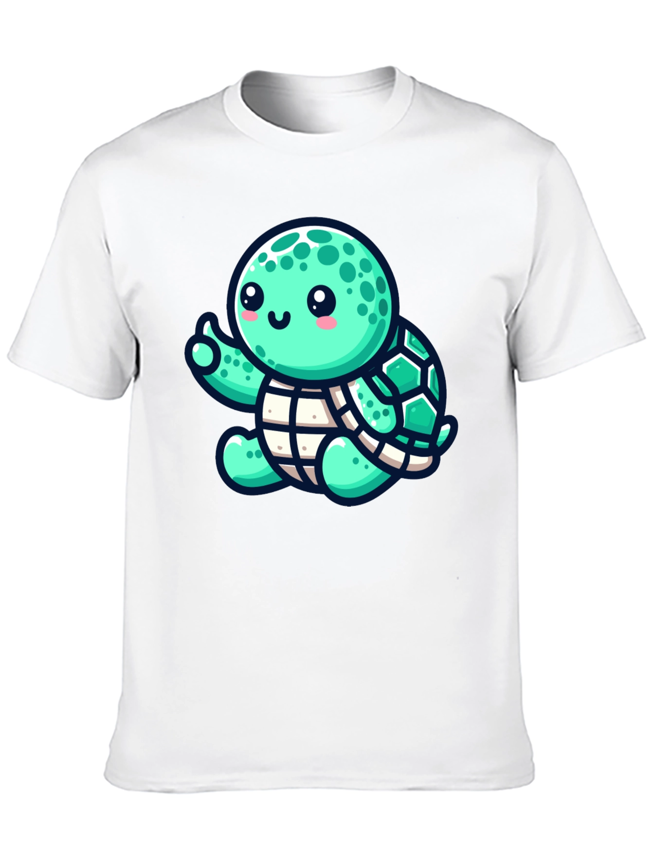 Cute Turtle Graphic Tee - Black Cotton T-Shirt