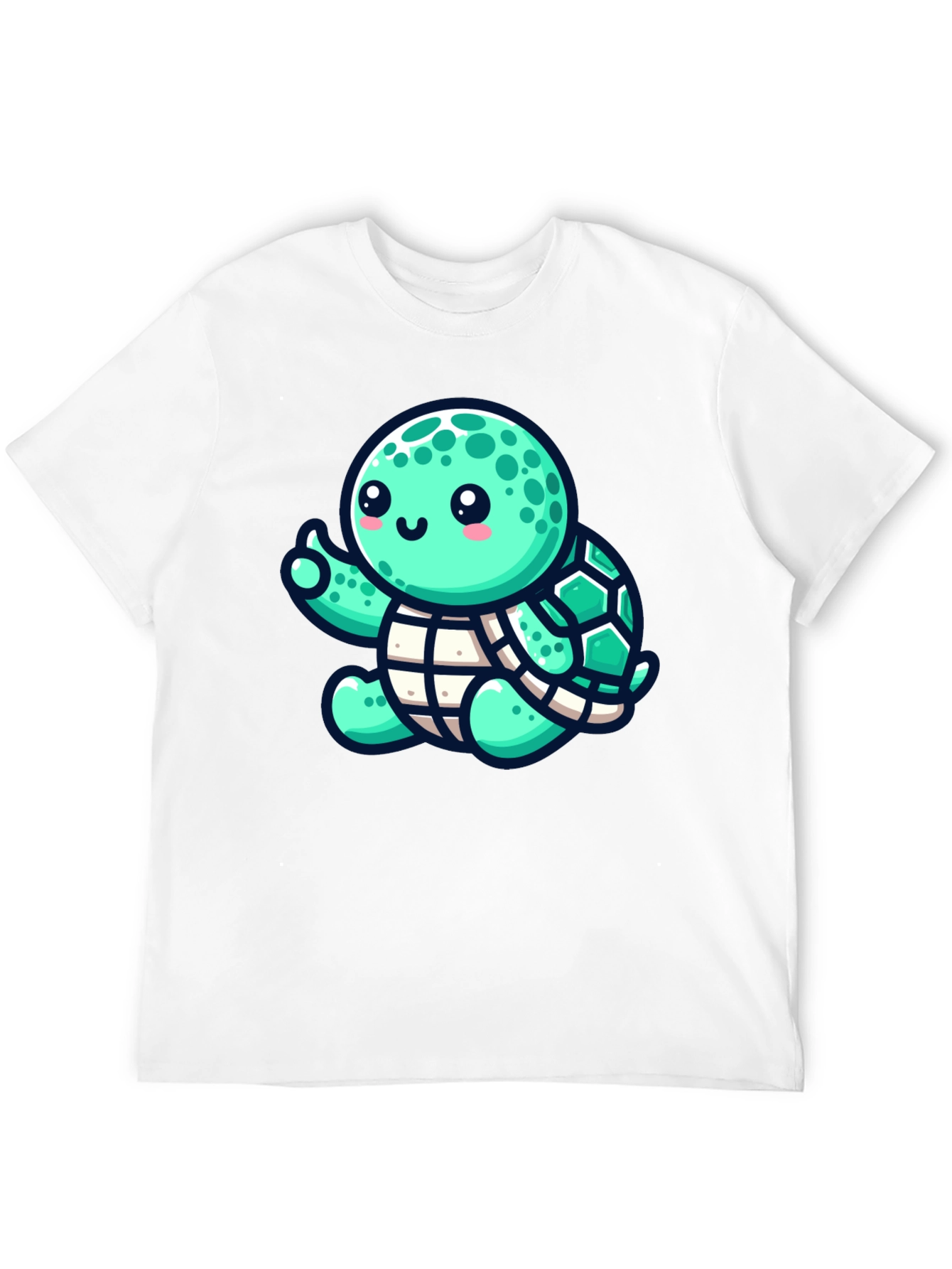 Cute Turtle Graphic Tee - Black Cotton T-Shirt