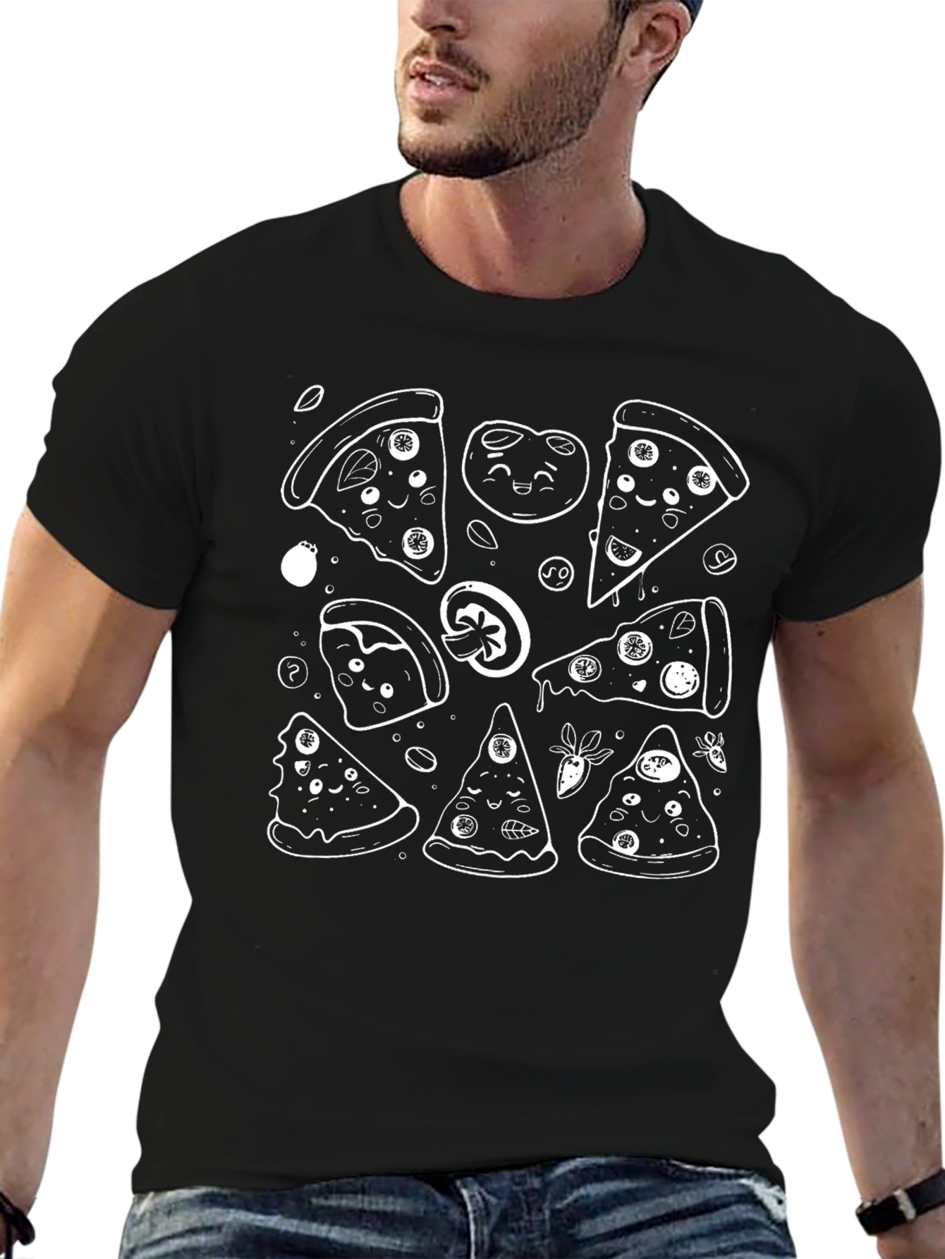 Pizza Lovers Graphic Tee - Fun Cartoon Style