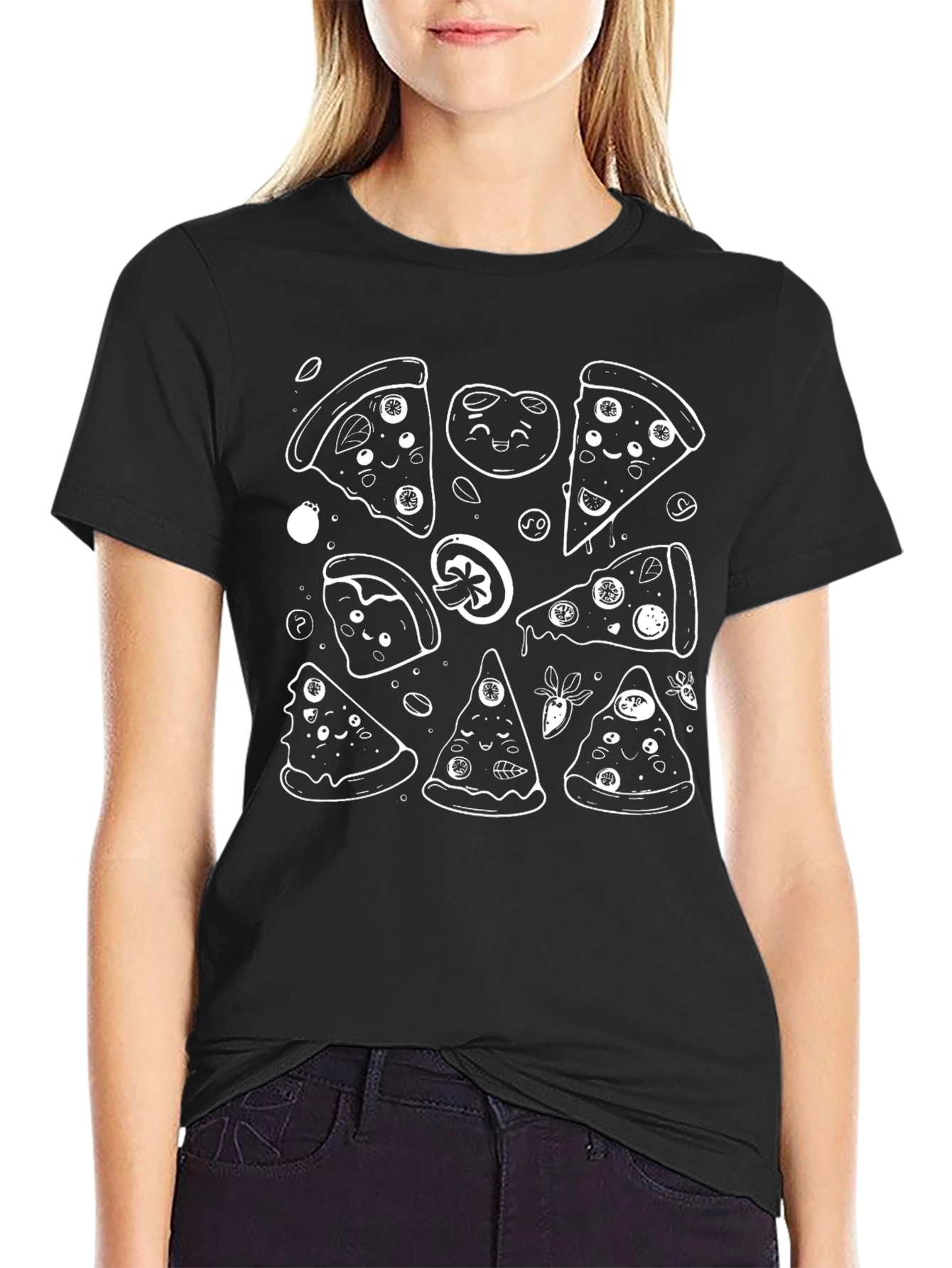 Pizza Lovers Graphic Tee - Fun Cartoon Style