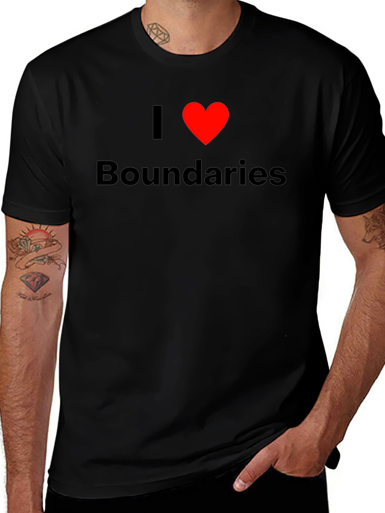I Heart Boundaries Black T-Shirt