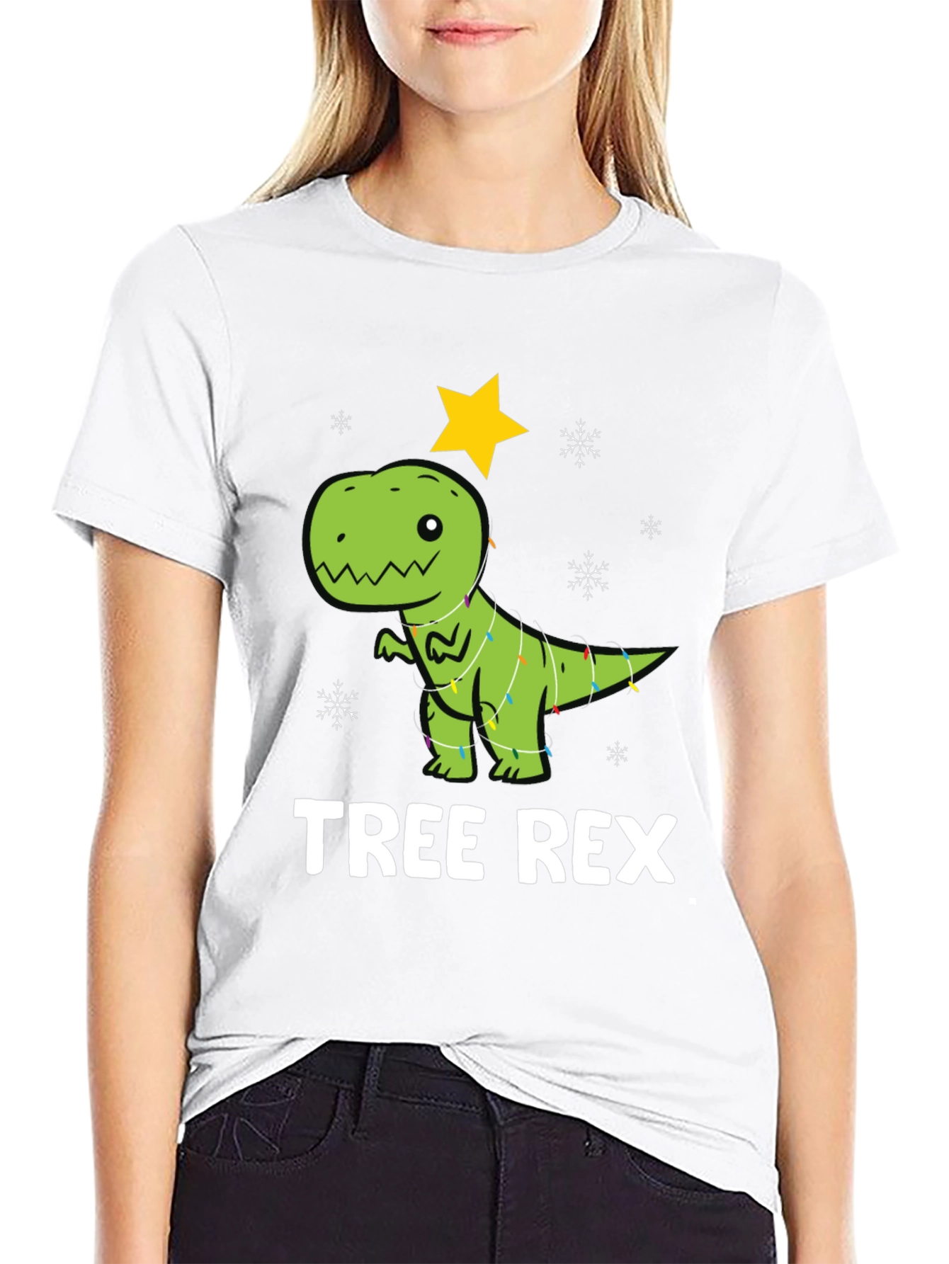 Festive Tree Rex Graphic T-Shirt - Holiday Dinosaur Tee
