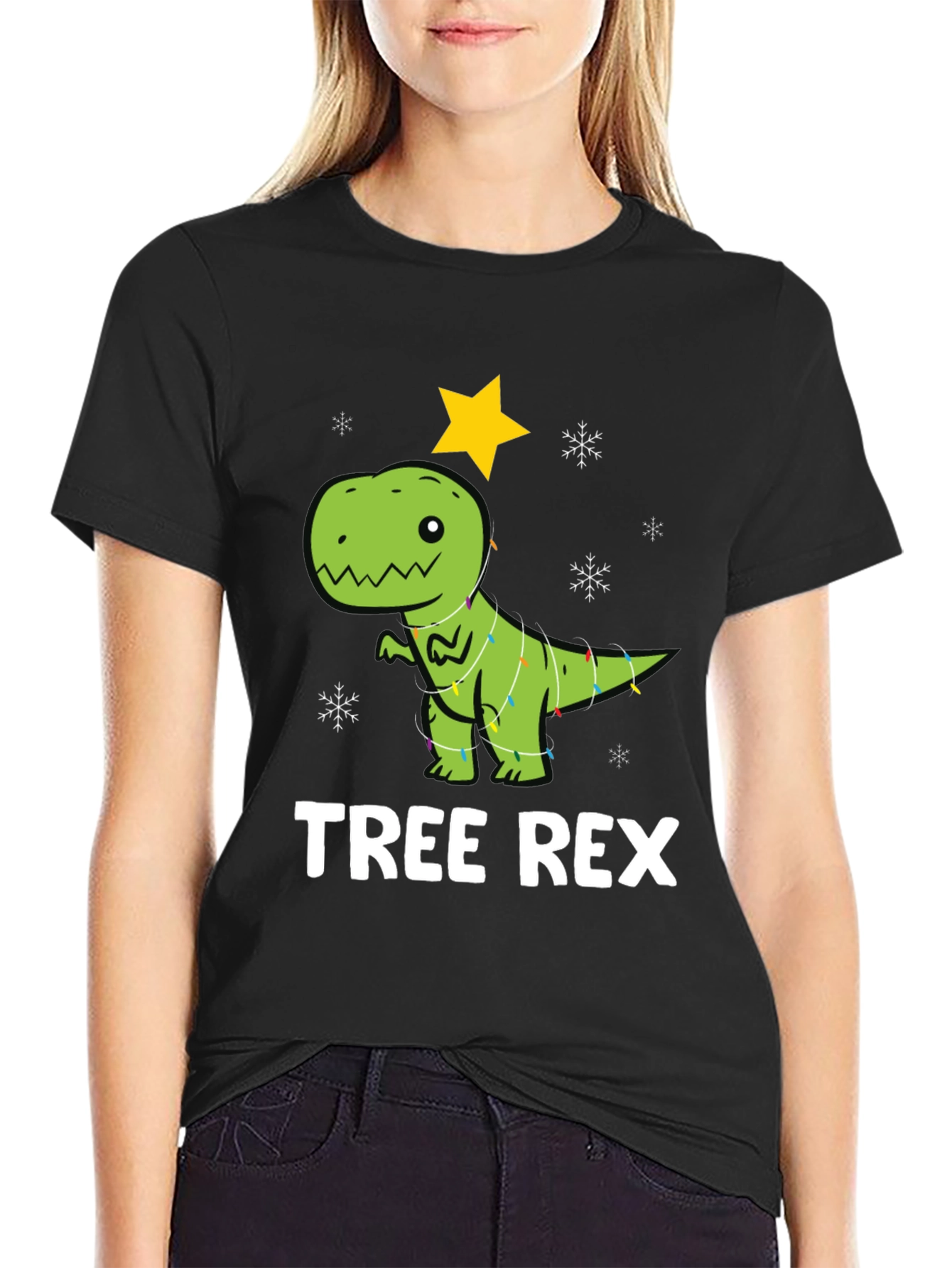 Festive Tree Rex Graphic T-Shirt - Holiday Dinosaur Tee