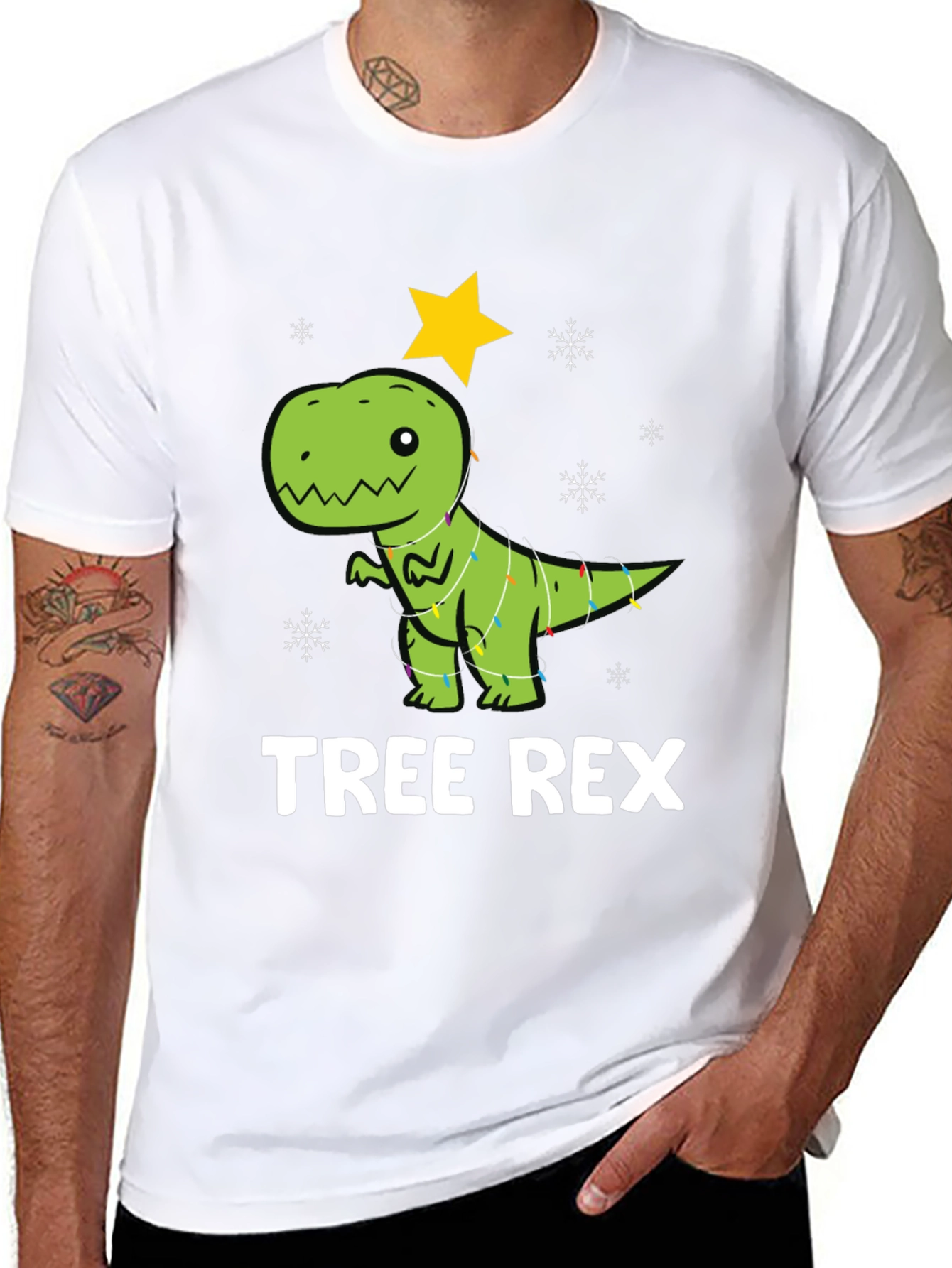 Festive Tree Rex Graphic T-Shirt - Holiday Dinosaur Tee