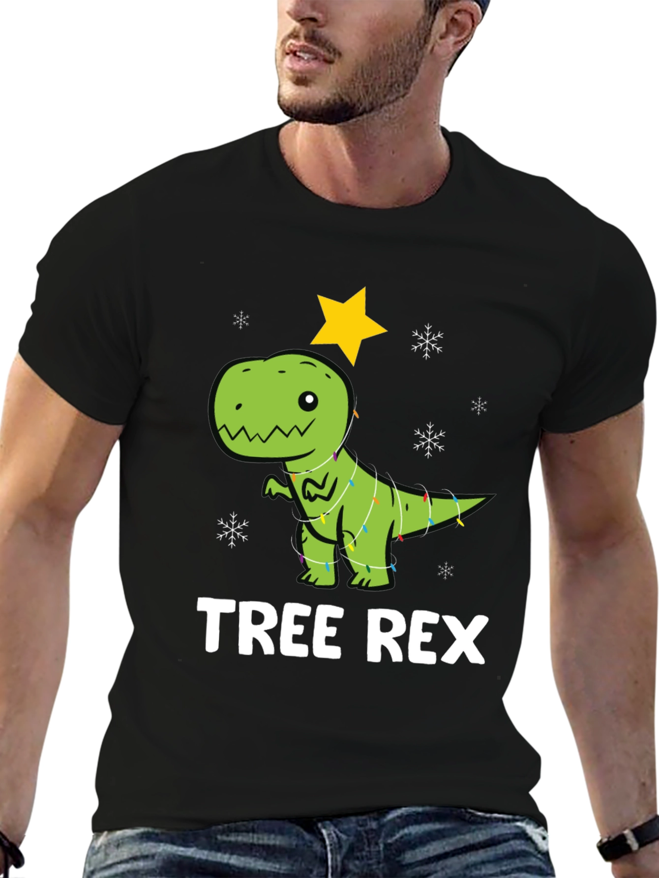 Festive Tree Rex Graphic T-Shirt - Holiday Dinosaur Tee