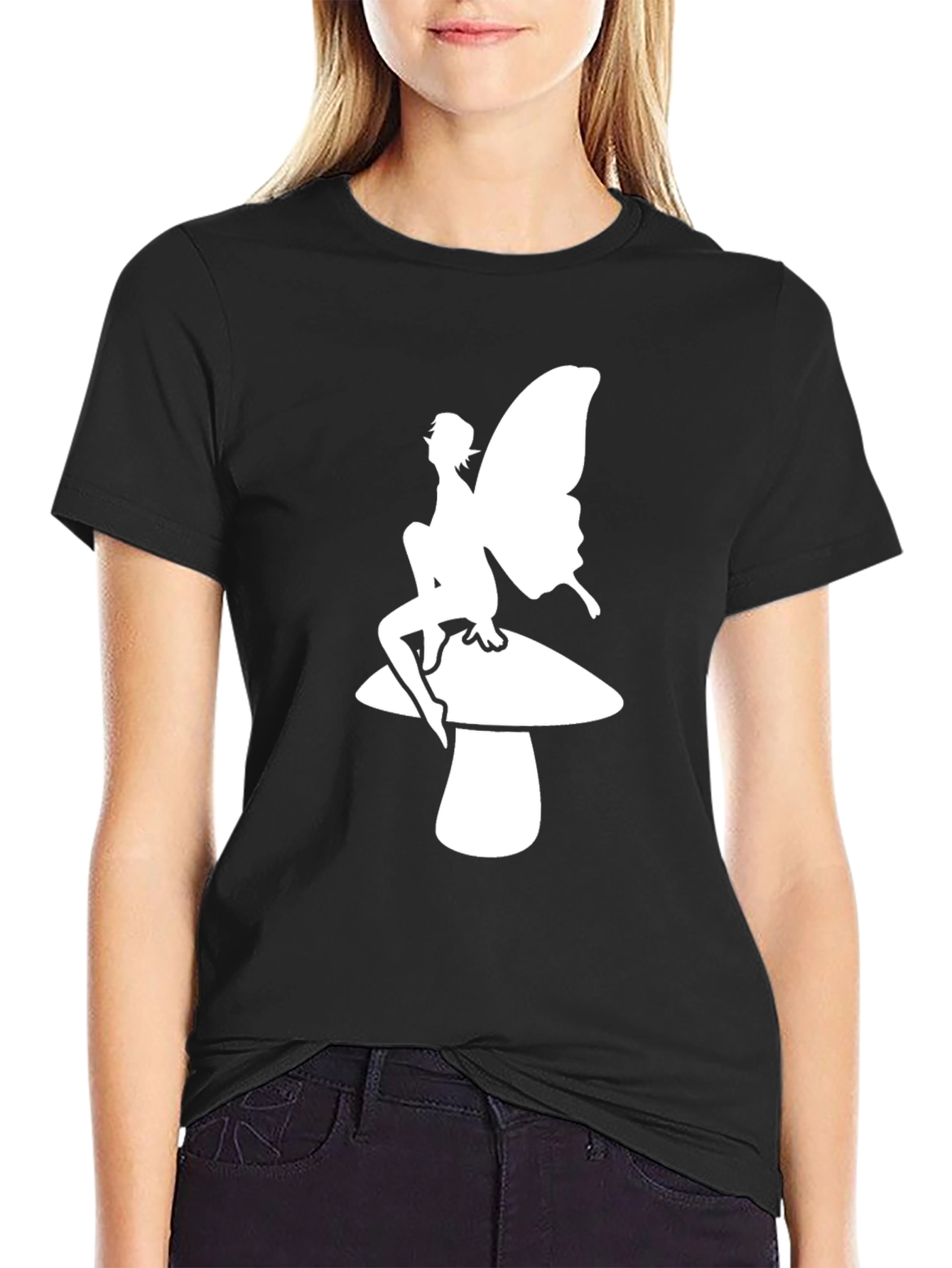 Fairy Mushroom T-Shirt - Black Cotton Tee