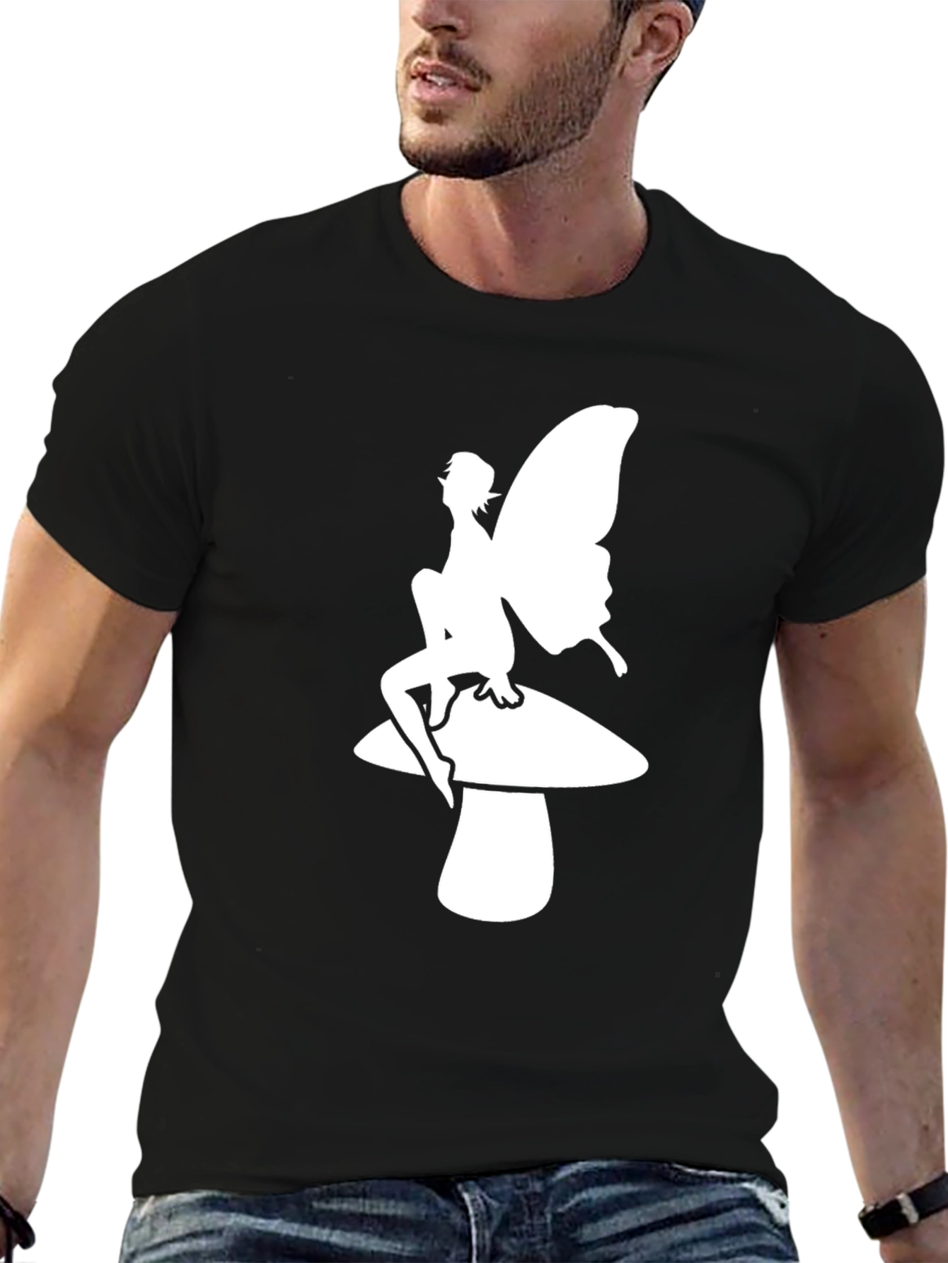 Fairy Mushroom T-Shirt - Black Cotton Tee