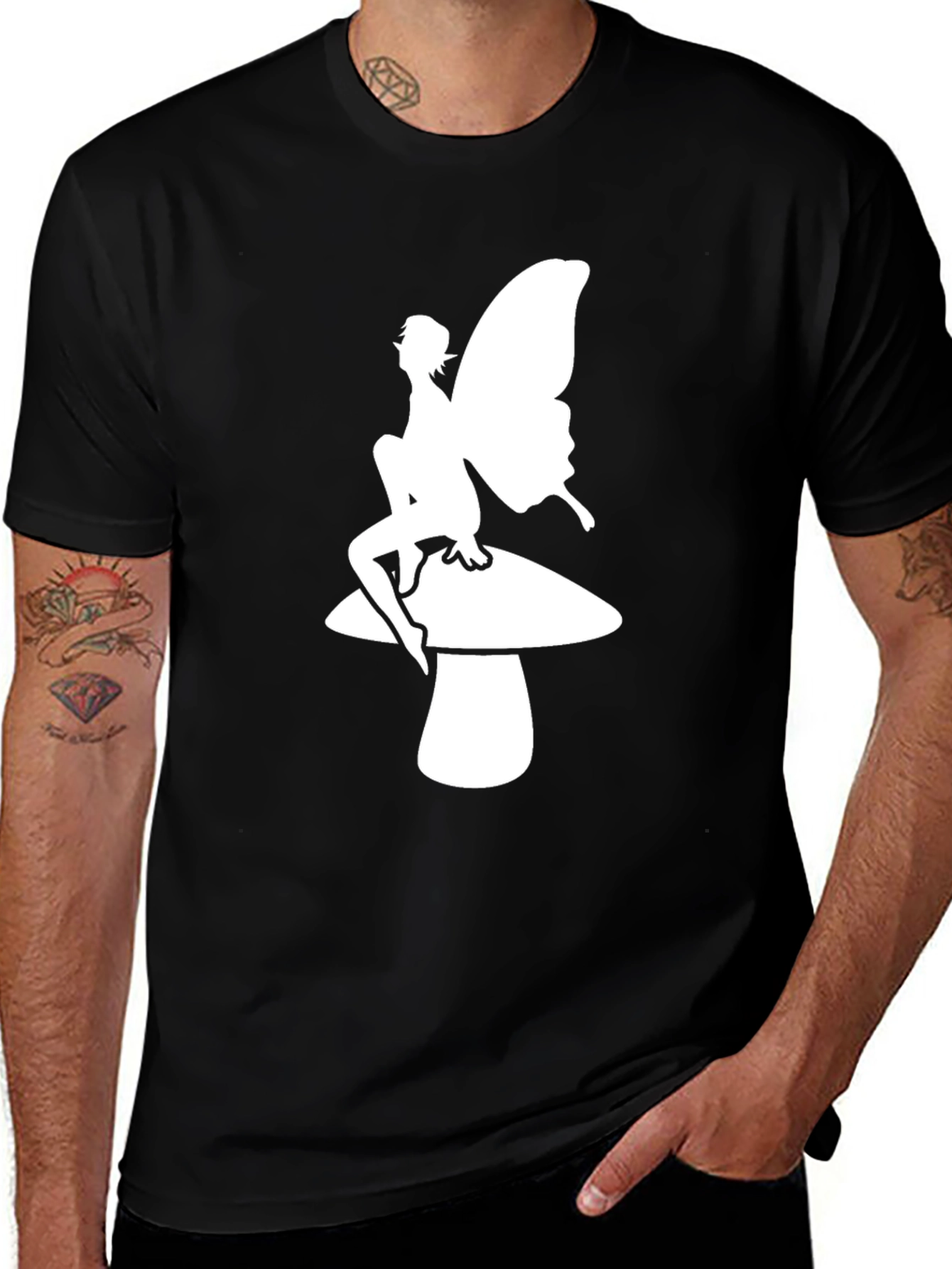 Fairy Mushroom T-Shirt - Black Cotton Tee
