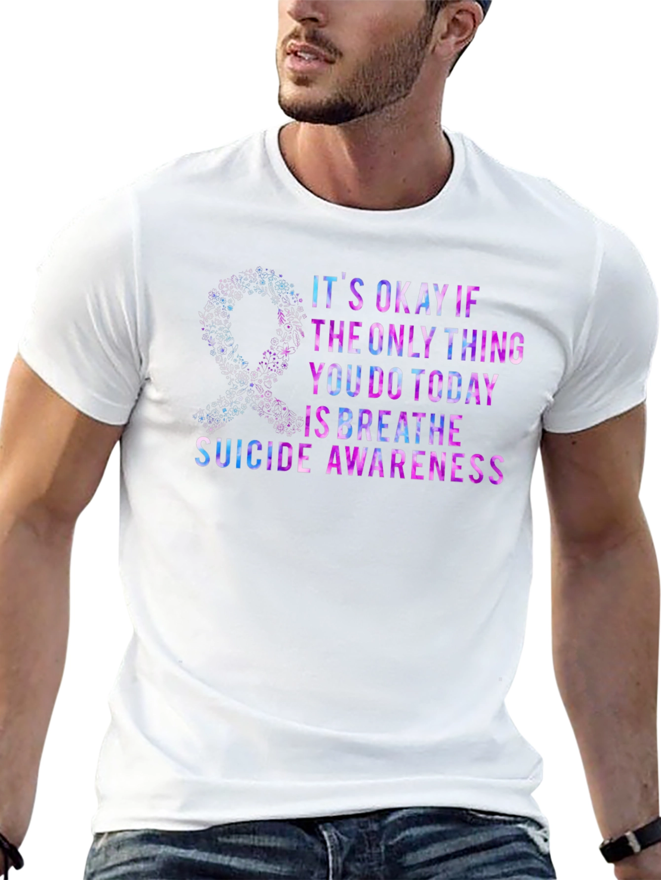 Suicide Awareness T-Shirt - Its Okay to Breathe