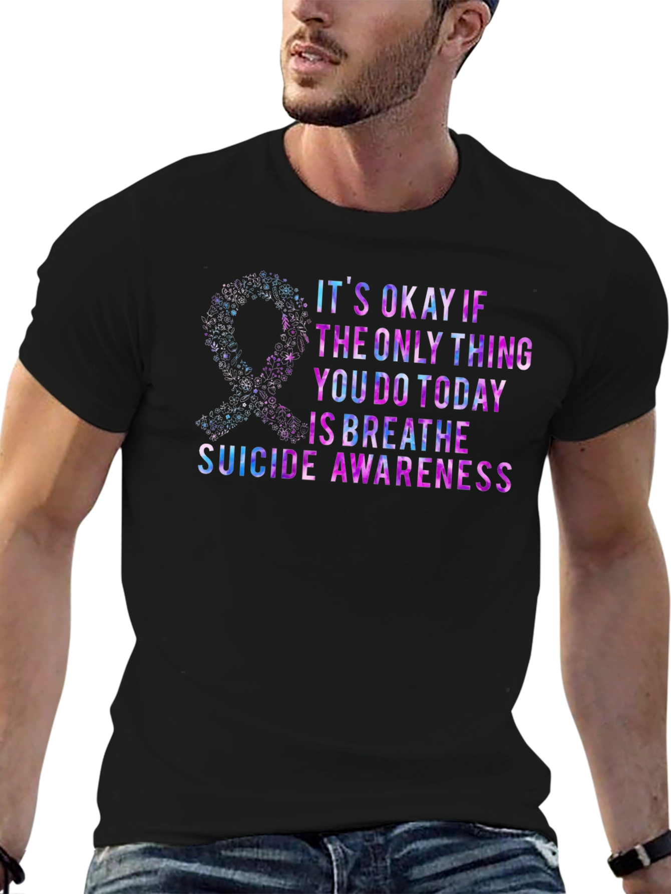 Suicide Awareness T-Shirt - Its Okay to Breathe