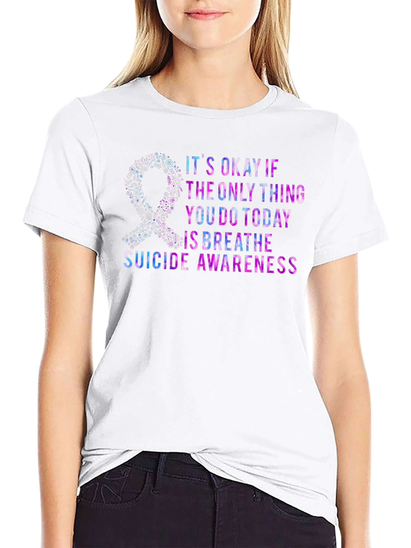 Suicide Awareness T-Shirt - Its Okay to Breathe