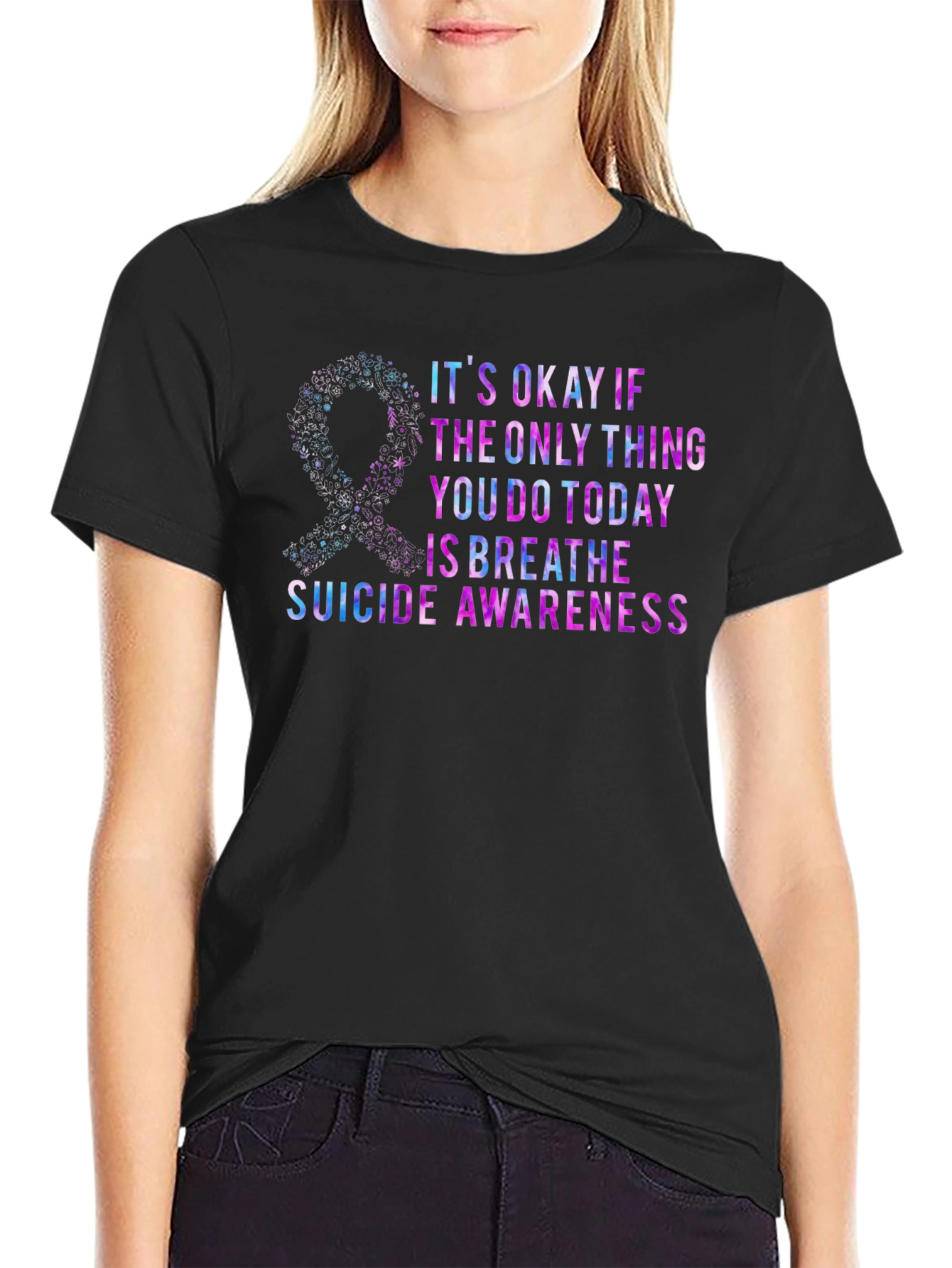 Suicide Awareness T-Shirt - Its Okay to Breathe