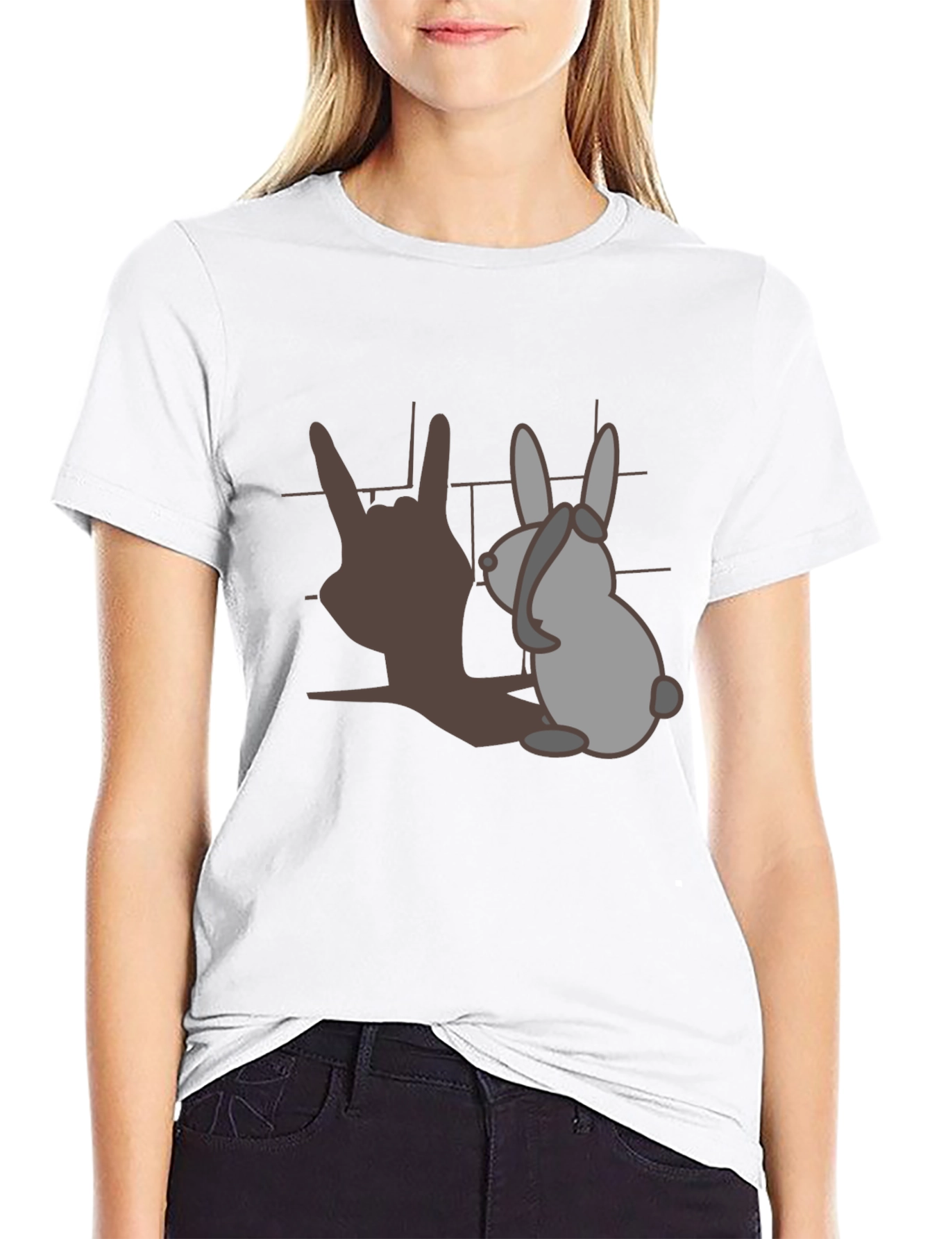 Rock On Bunny Graphic T-Shirt - Black