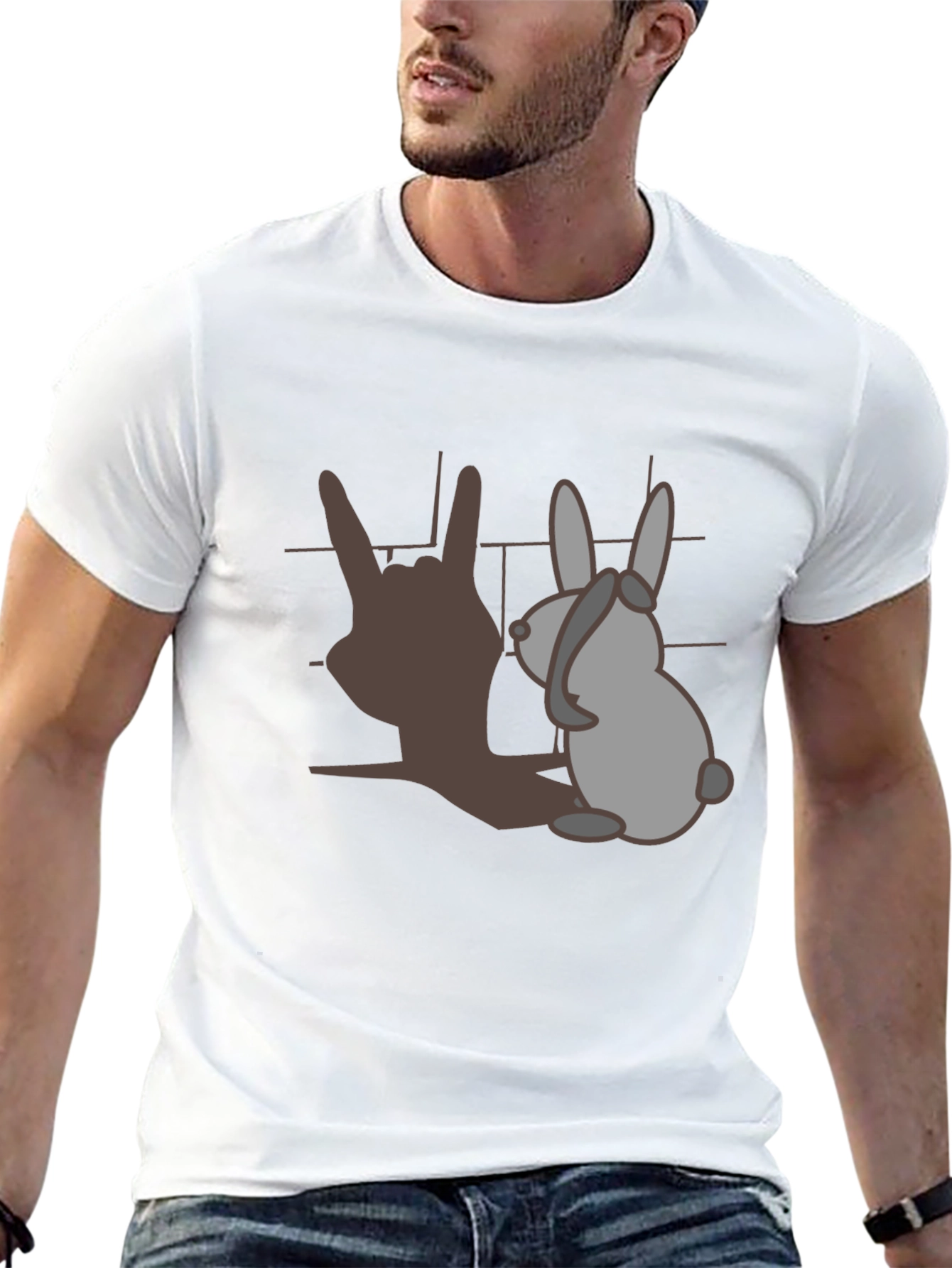 Rock On Bunny Graphic T-Shirt - Black