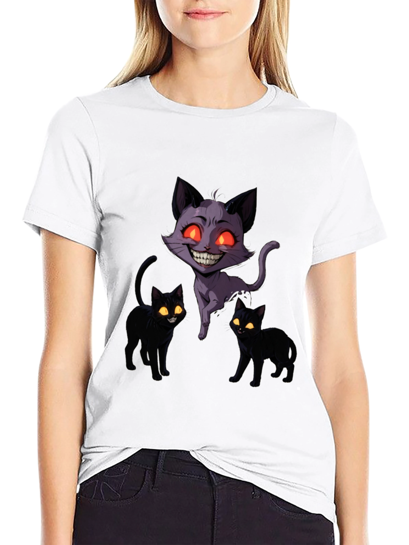 Creepy Cat Graphic Tee - Dark Humor Apparel