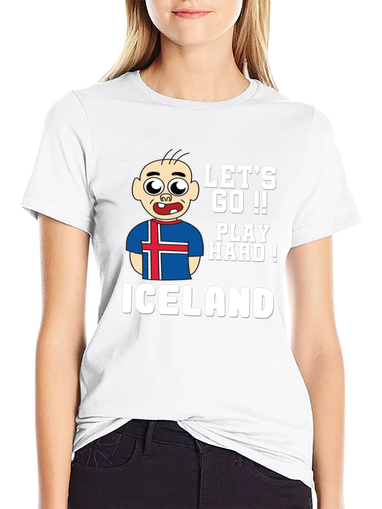 Lets Go Iceland Play Hard! Black Graphic Tee